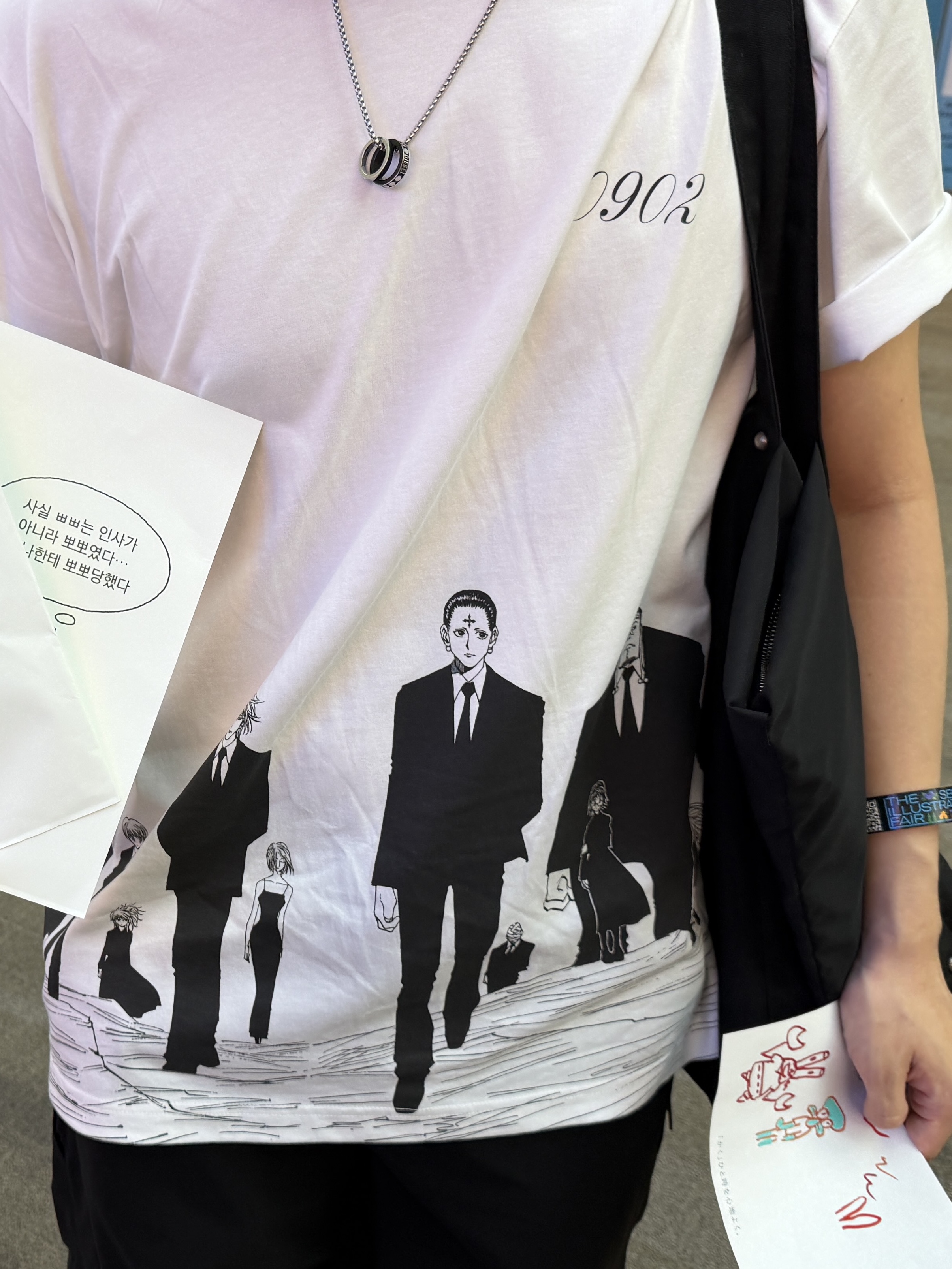 Uniqlo UT Shueisha 100th Anniversary Hunter x Hunter T-Shirt White, Diesel Dx1168040 Stainless Steel Double Pendant Necklace Silver 착용 스타일 - 2