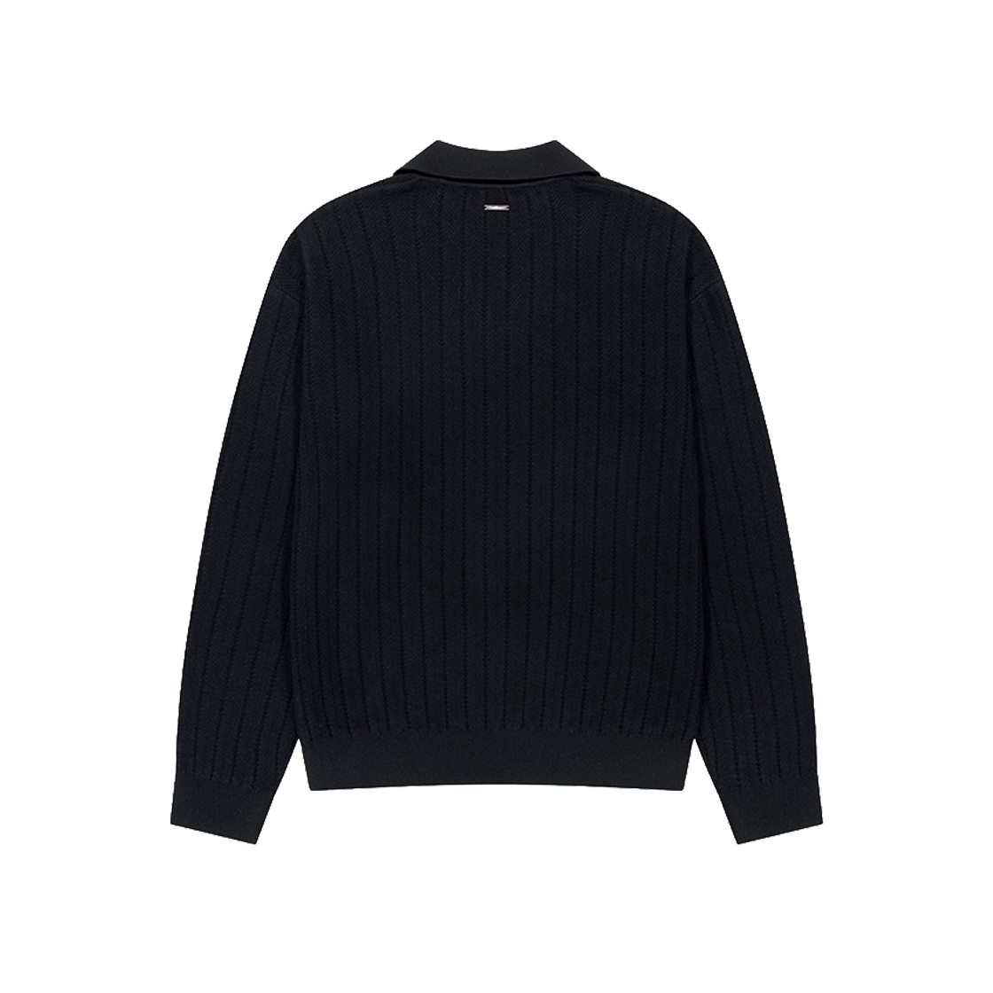 지오송지오 셈블런스 헤링본 오픈카라 니트 블랙 ZI5KT821BK(ZIOSONGZIO SEMBLANCE Herringbone Open Collar Knit Black) - 2