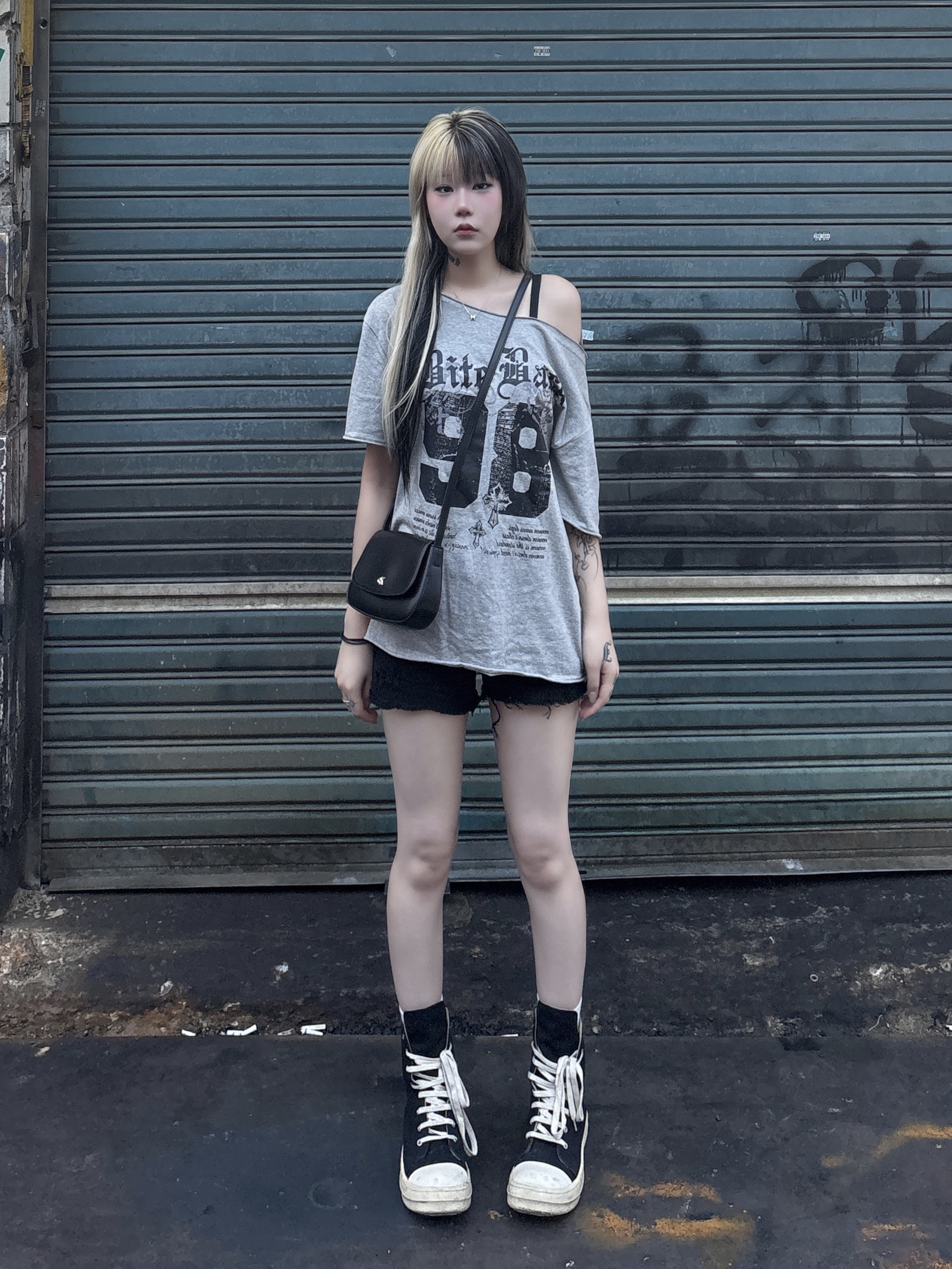 Rick Owens Drkshdw Calf Leather Penta Sneakers Black Milk White 착용 스타일 - 4