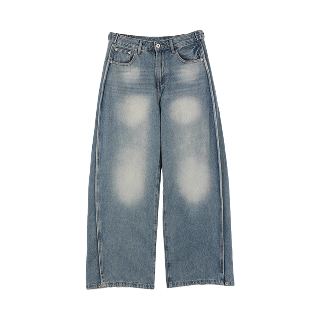 지크립 벌룬핏 비조 스냅 와이드 데님팬츠 빈티지블루(GCLIP Balloon Fit Bejo Snap Wide Denim Pants Vintage Blue)