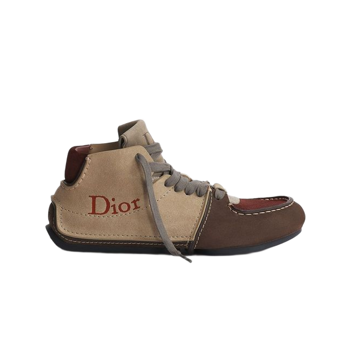 3BO397ACO-H146 Dior Rody Lace-Up Boots Nubuck & Suede Calfskin Brown Beige Burgundy