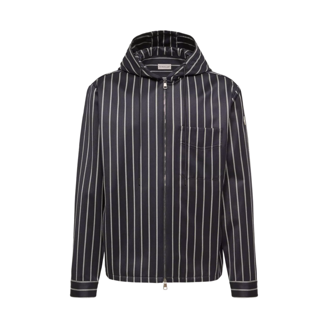 L2-091-2F00003-599L1-F70 Moncler Wool And Cotton Striped Hooded Shirt Blue White