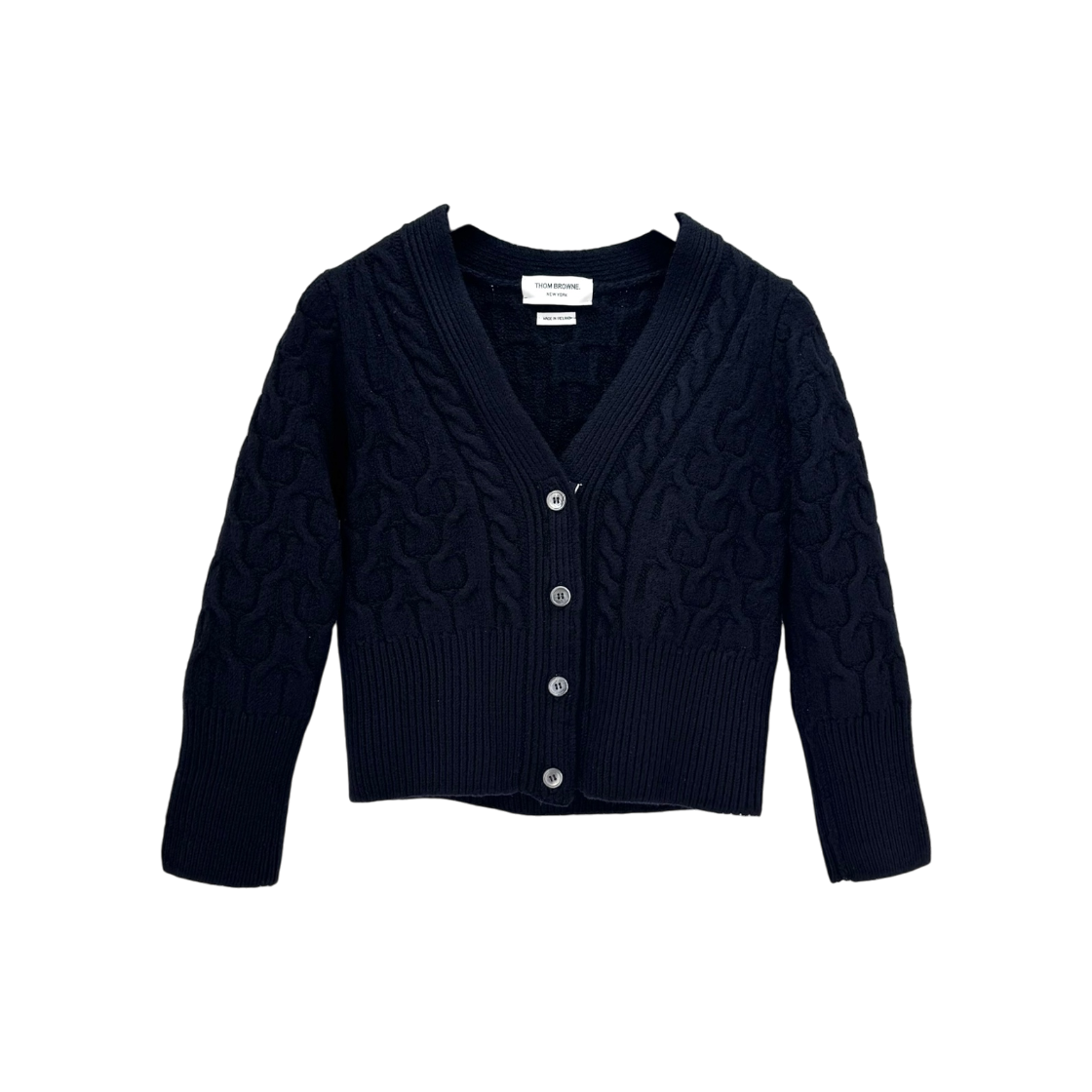 ITRH9F2WCL5E Thom Browne Cable Knit V Neck Women Wool Cardigan