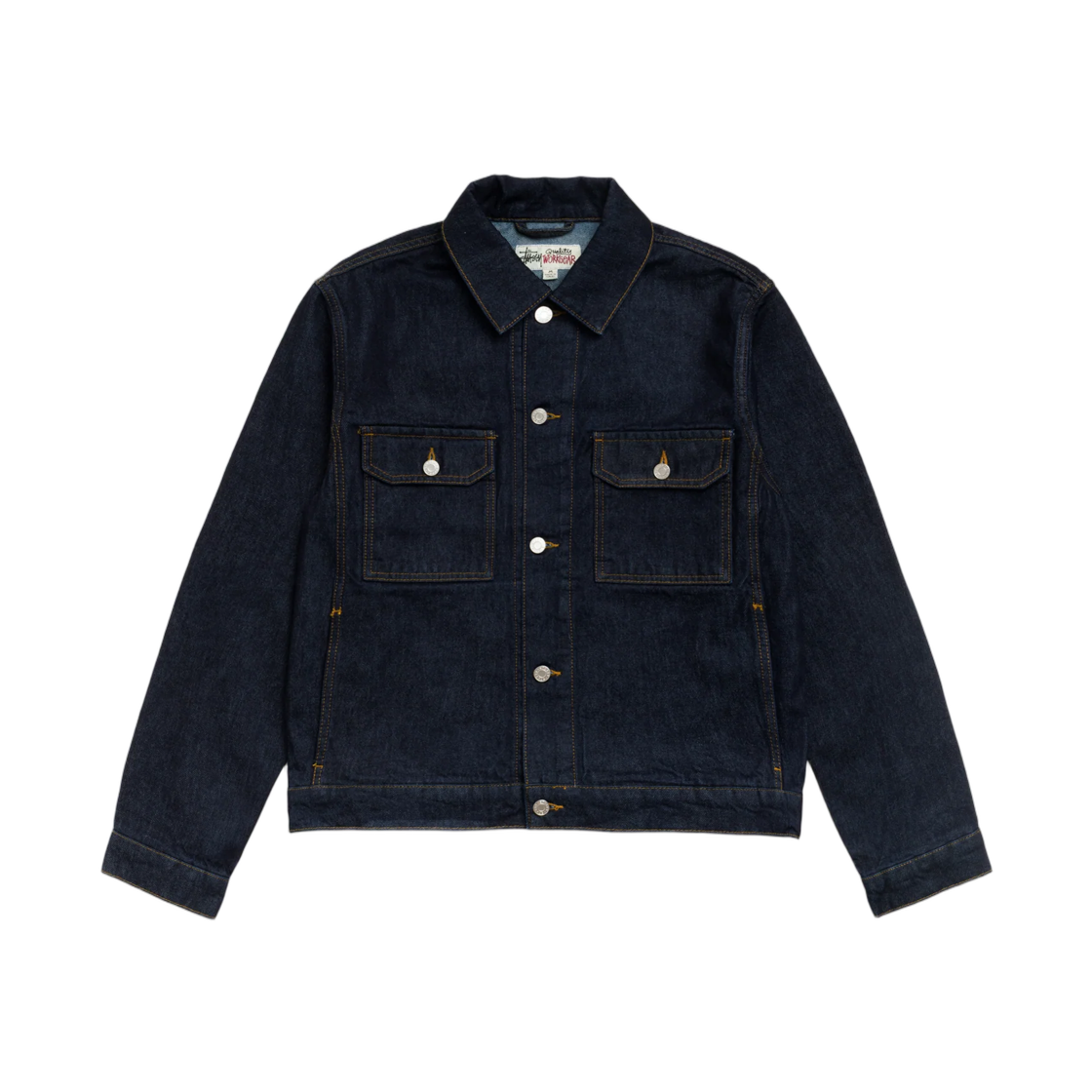 115980 Stussy Denim Trucker Jacket Rinsed Indigo