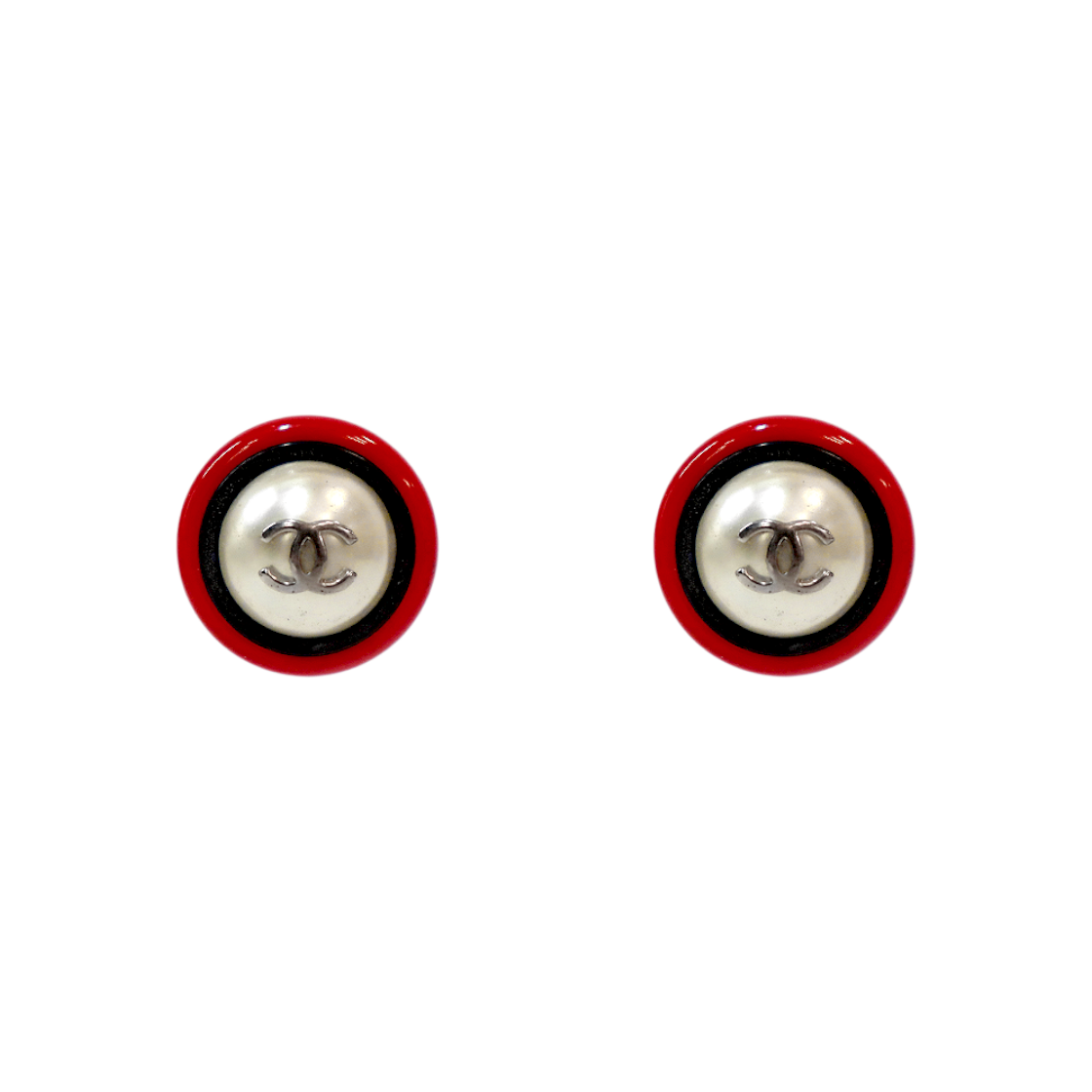 ITG5MI5L8N4G Chanel Red Pearl CC Earrings A-B39590