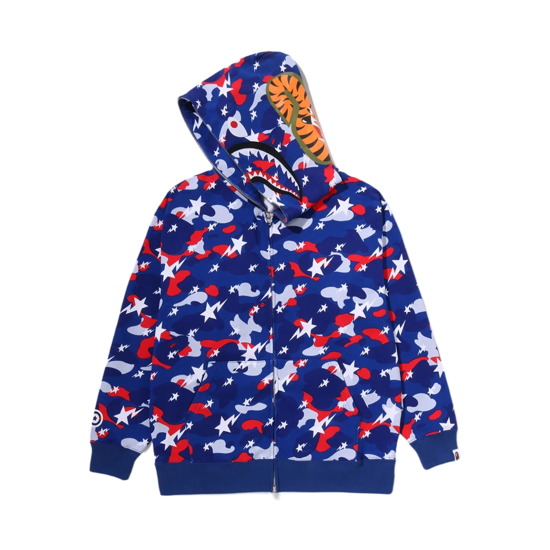 베이프 스타 스트라이크 카모 샤크 릴렉스드 핏 풀 집 후드 블루(BAPE Sta Strike Camo Shark Relaxed Fit Full Zip Hoodie Blue) - 2