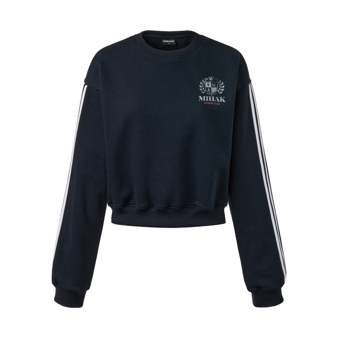 26SMWMT-2700NV MIHAK Ivy League Track Line Crop Sweatshirt Navy