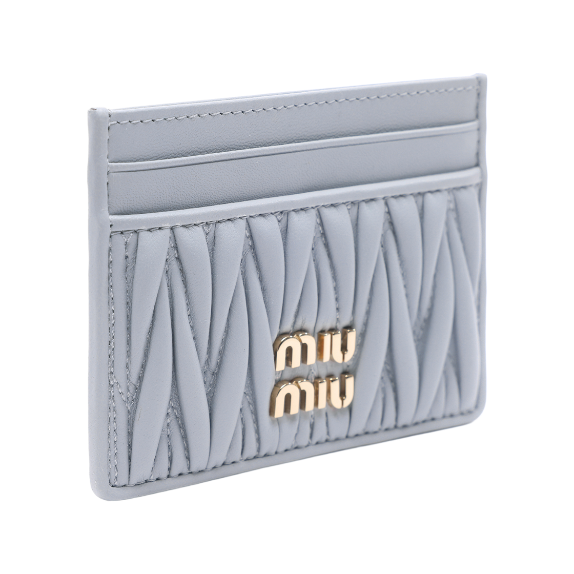 [25% 쿠폰] 미우 미우 마테라쎄 나파 레더 카드 홀더 펄 그레이([25% 쿠폰] Miu Miu Matelasse Nappa Leather Card Holder Pearl Gray) - 3