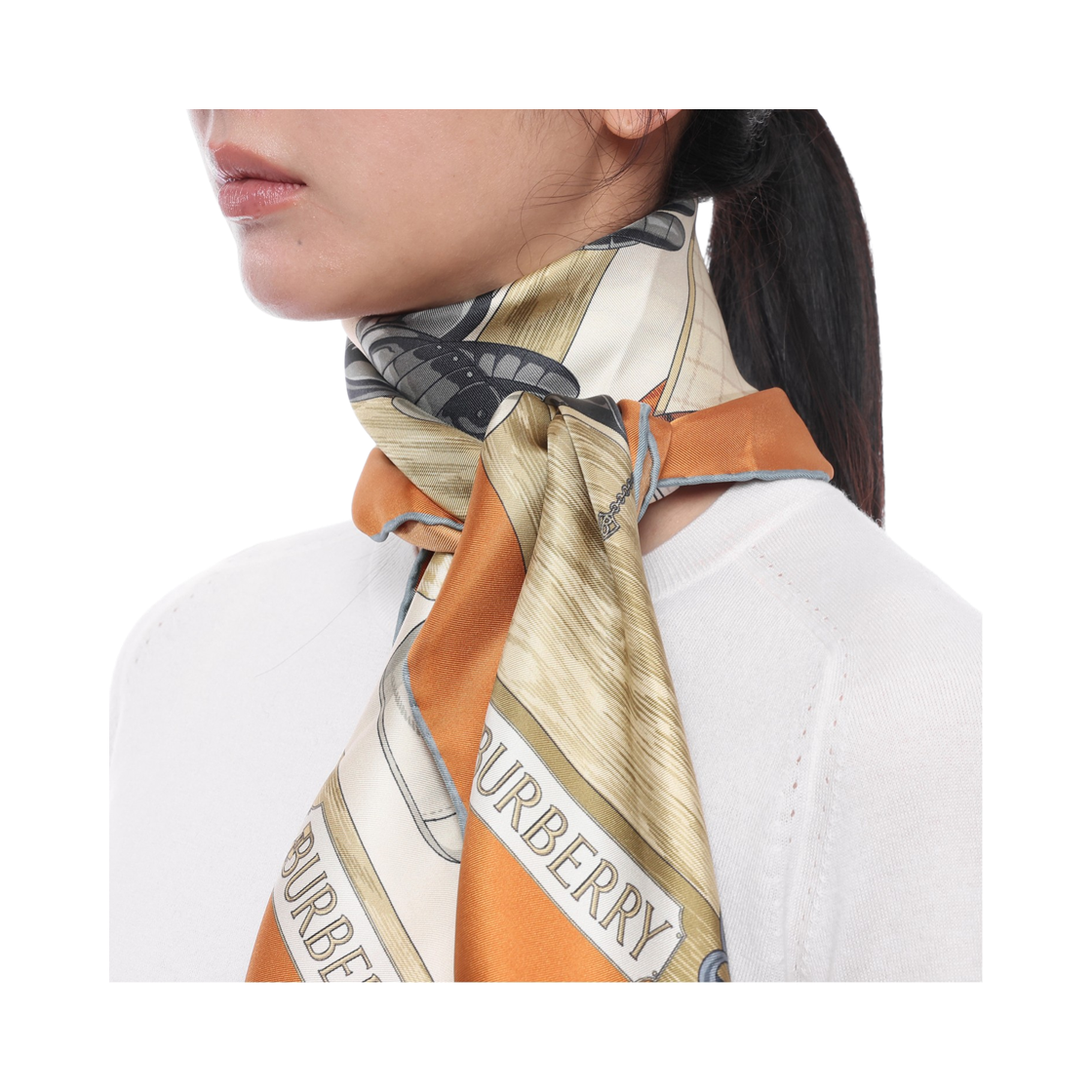 [25% 쿠폰] 버버리 워드롭 실크 스카프 펌킨 오렌지([25% 쿠폰] Burberry Wardrobe Silk Scarf Pumpkin Orange) - 5