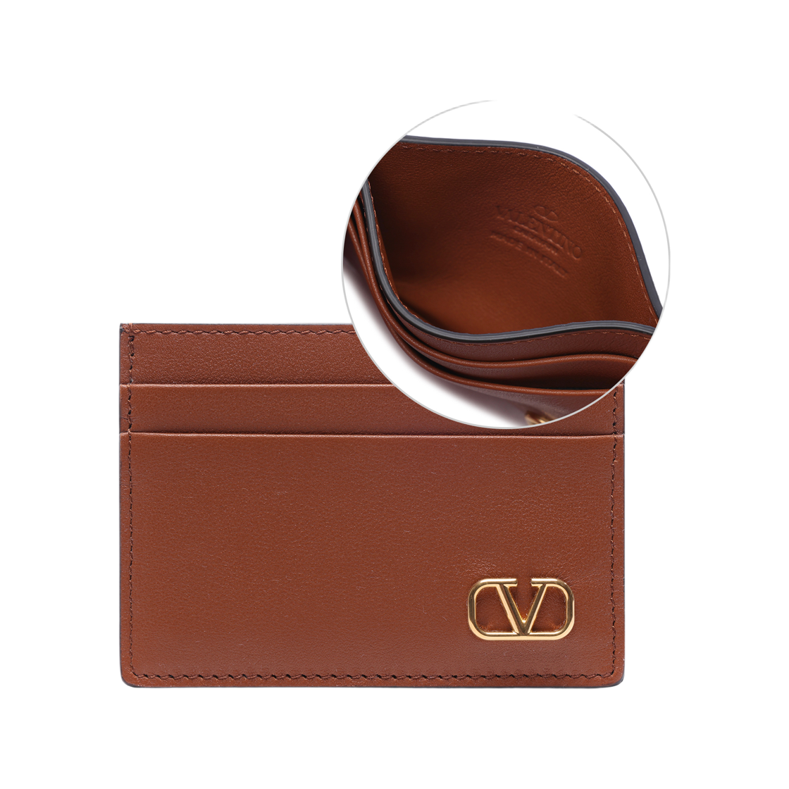 [25% 쿠폰] 발렌티노 브이로고 시그니쳐 레더 카드 홀더 브라운([25% 쿠폰] Valentino VLogo Signature Leather Card Holder Brown) - 2
