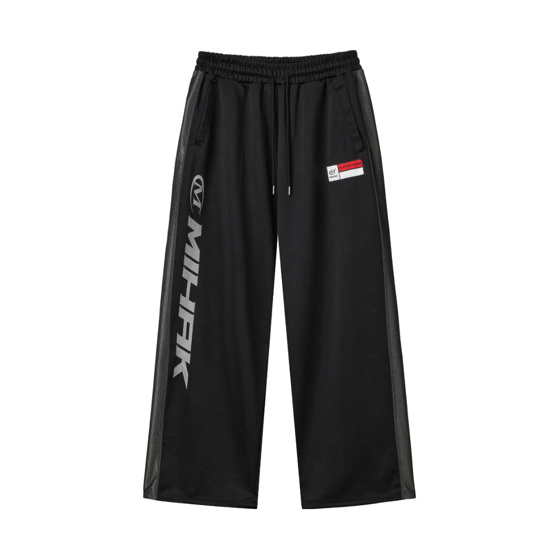 26SMP-1702BK MIHAK Sponsor Logo Mesh Jersey Wide Pants Black
