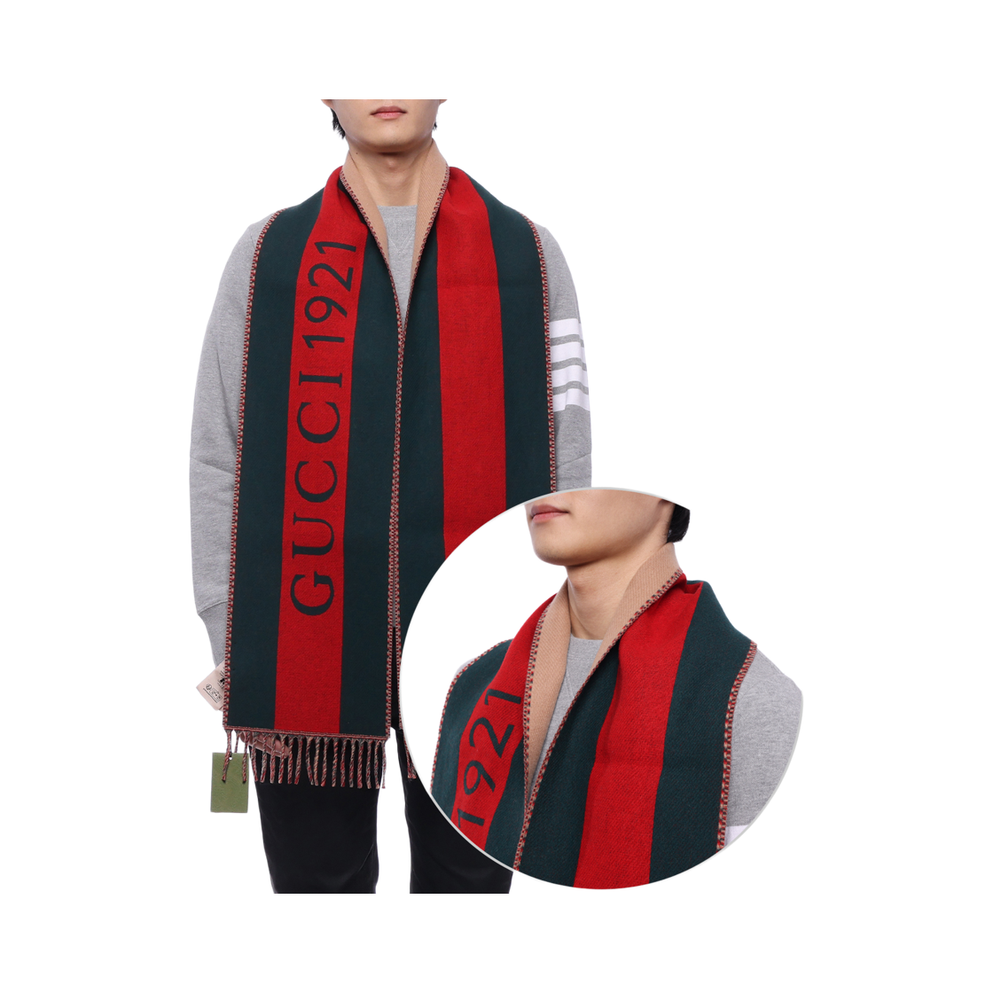 [25% 쿠폰] 구찌 웹 자카드 울 스카프 그린 레드 웹([25% 쿠폰] Gucci Web Jacquard Wool Scarf Green Red Web) - 2