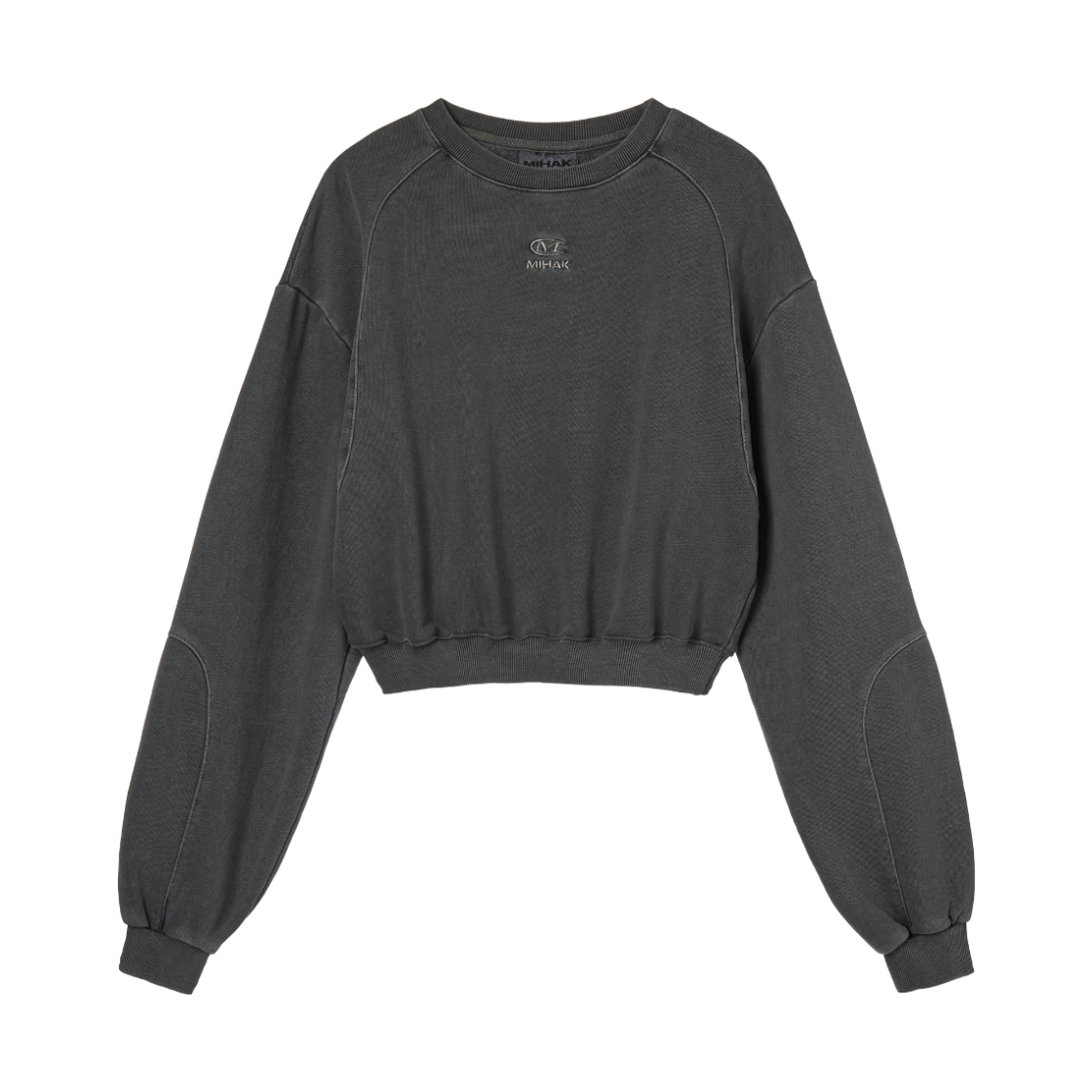 25FMWMT-2700CH MIHAK Pigment Dyeing Crop Sweatshirt Charcoal