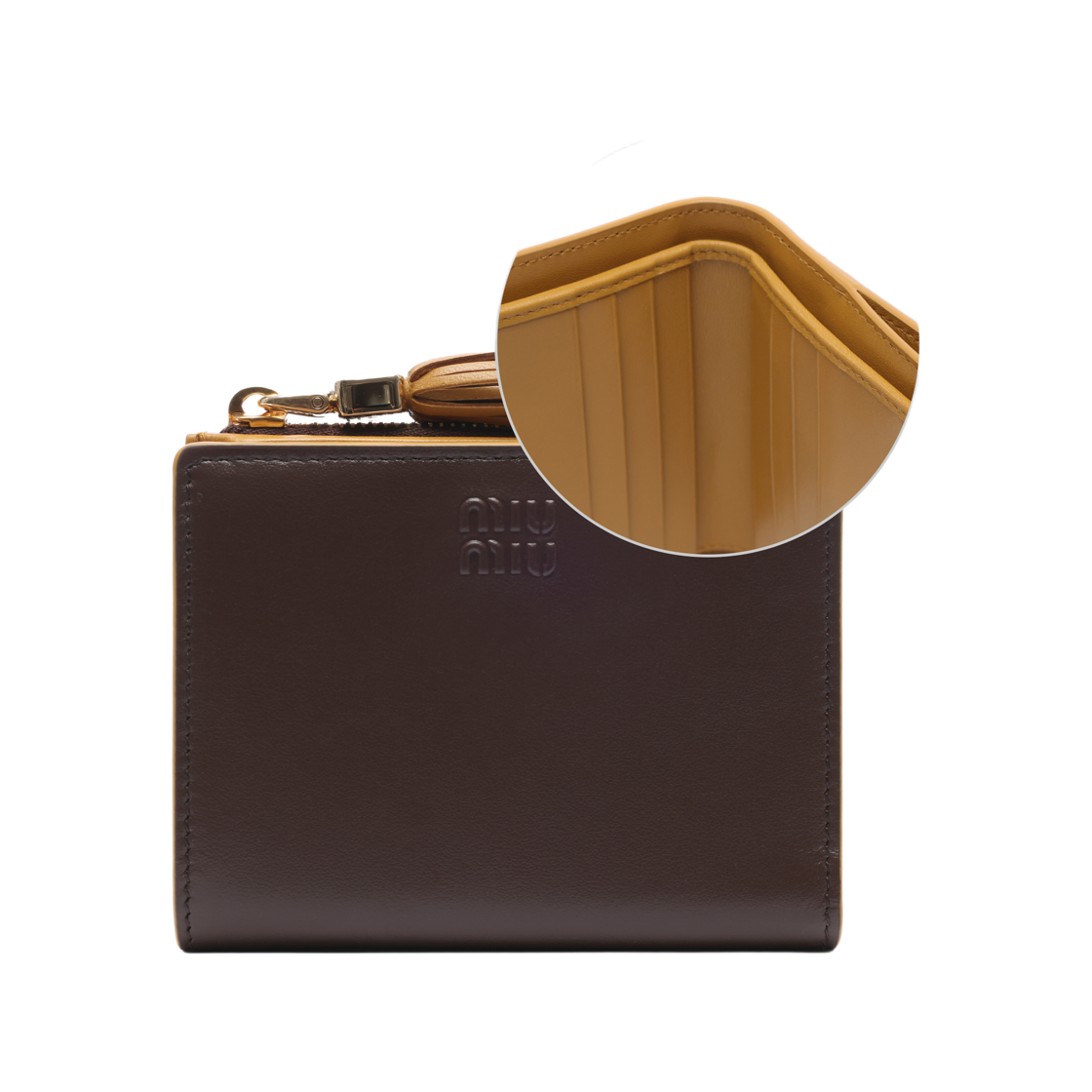 [25% 쿠폰] 미우 미우 스몰 레더 월렛 브라이어우드 위스키([25% 쿠폰] Miu Miu Small Leather Wallet Briarwood Whisky) - 2