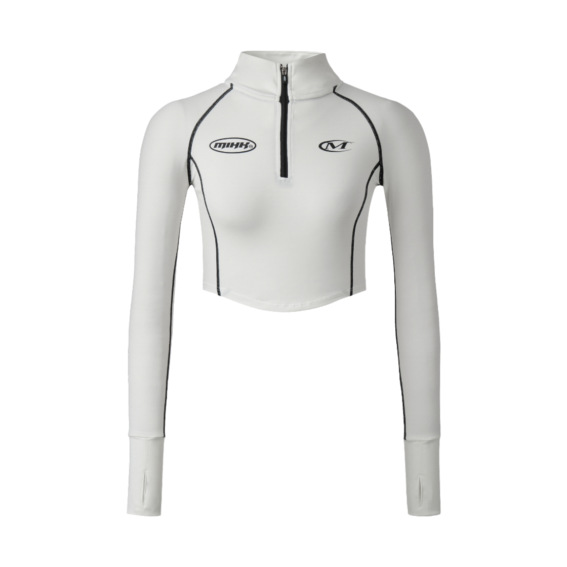 24FMWLT-2400WH MIHAK Track Logo Crop Half Zip-up Long Sleeve White