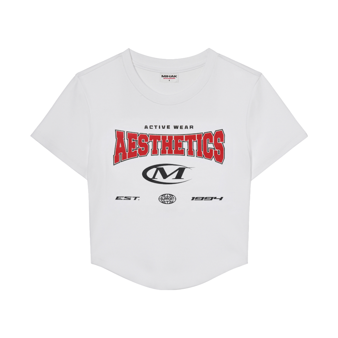 25SMWT-2202WH MIHAK Aesthetics Arch Logo Crop T-shirt White