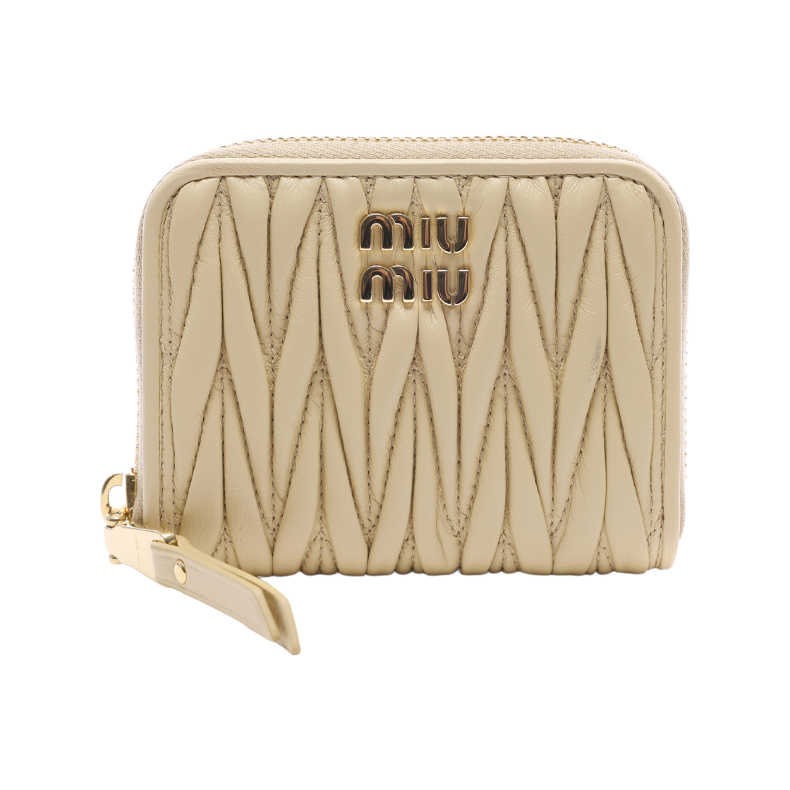 5MM268 AFPP F0K57 25S [25% 쿠폰] Miu Miu Matelasse Nappa Leather Coin Purse Soy Green
