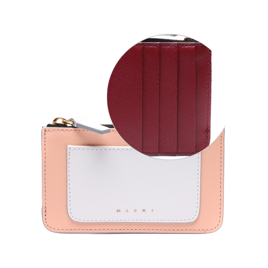 [25% 쿠폰] 마르니 사피아노 레더 카드 케이스 릴리 화이트 피치([25% 쿠폰] Marni Saffiano Leather Card Case Lily White Peach) - 2
