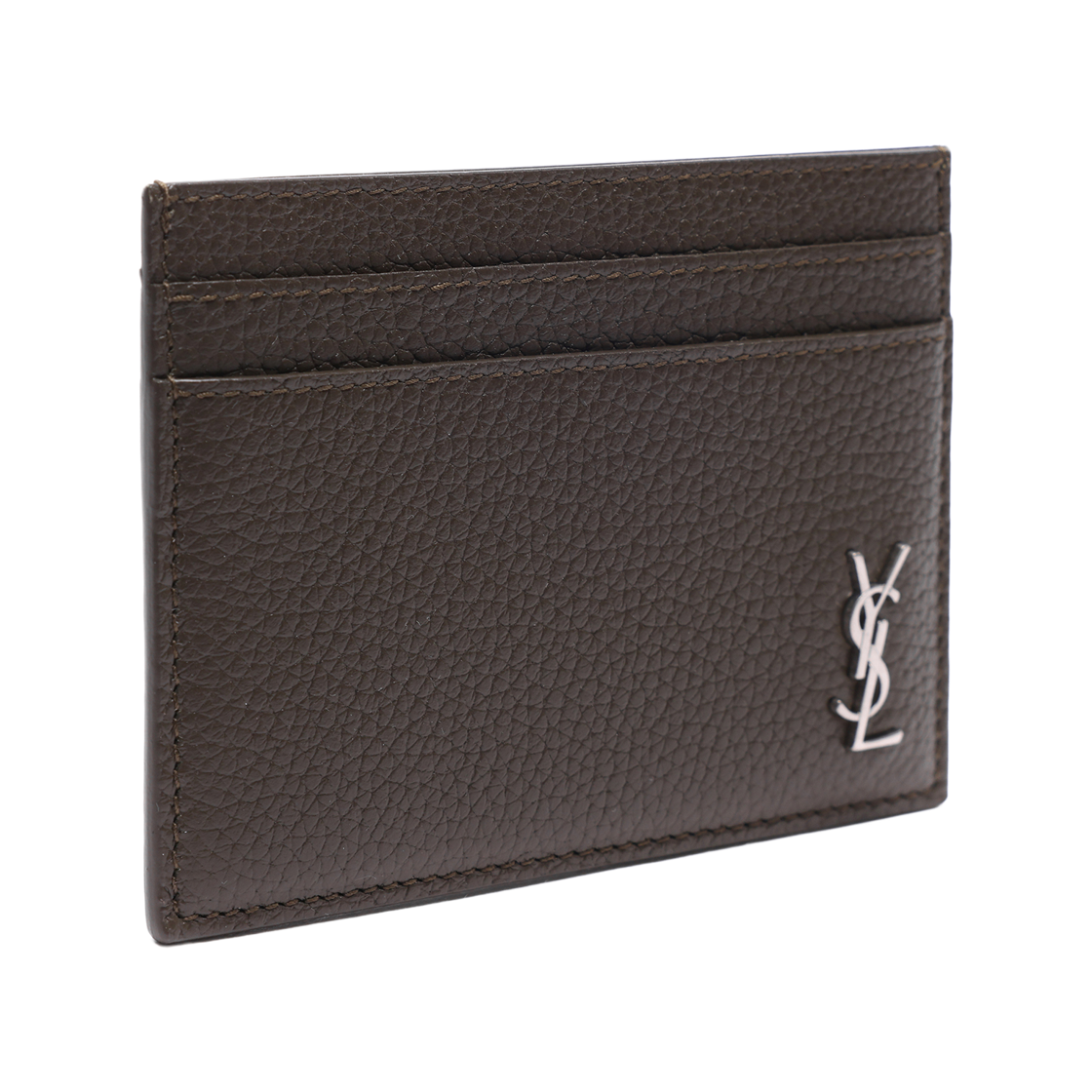 [25% 쿠폰] 생로랑 타이니 카산드라 카드 케이스 그레인 레더 다크 카키([25% 쿠폰] Saint Laurent Tiny Cassandre Card Case in Grained Leather Dark Khaki) - 3