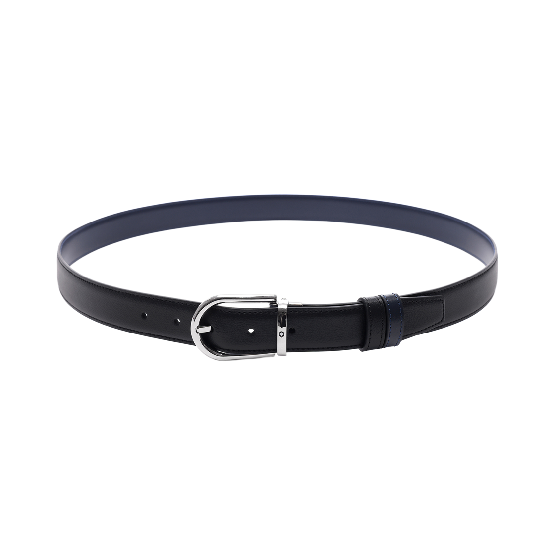 [25% 쿠폰] 몽블랑 홀스슈 버클 30mm 리버시블 레더 벨트 블랙 블루([25% 쿠폰] Montblanc Horseshoe Buckle 30mm Reversible Leather Belt Black Blue) - 4
