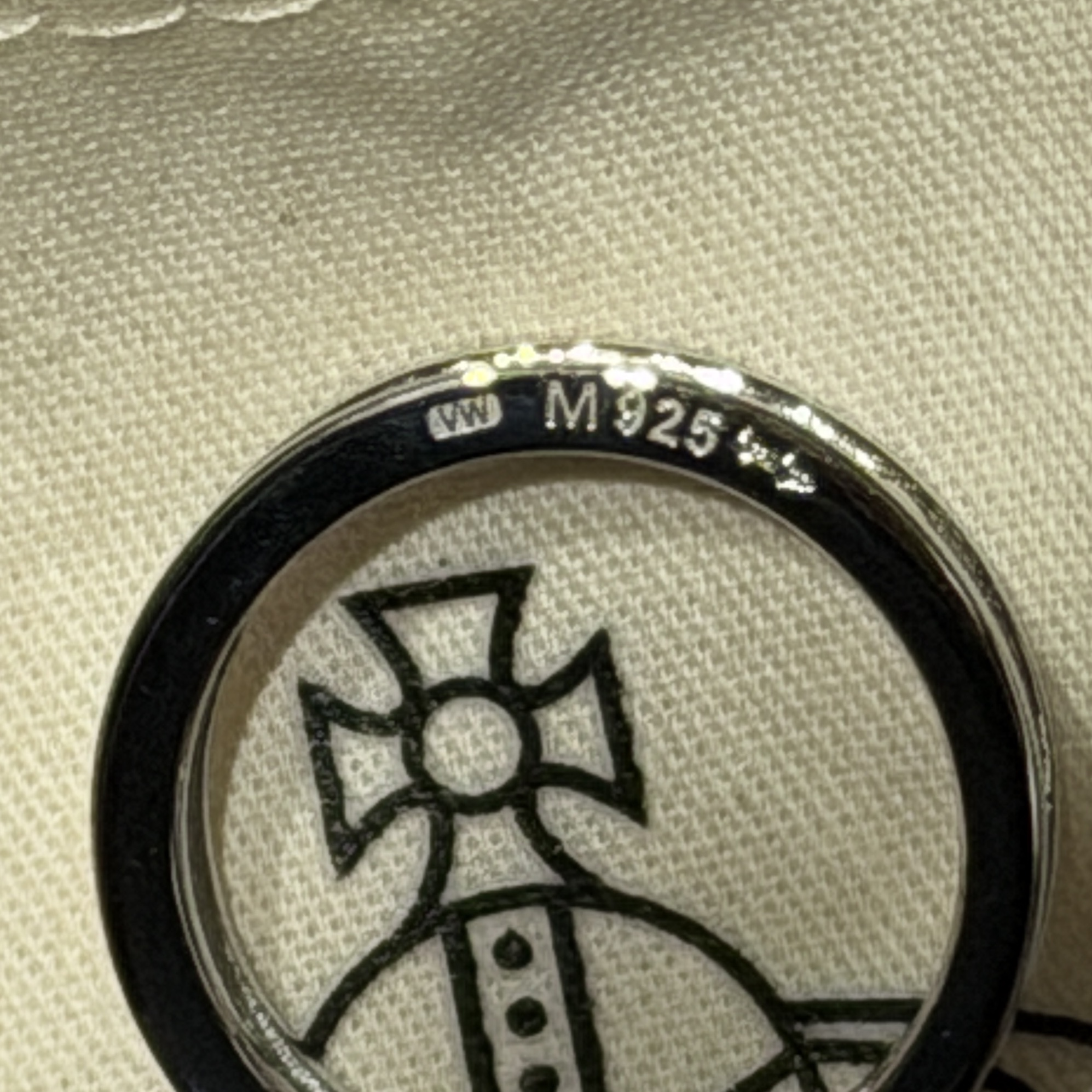 (W) Vivienne Westwood Westminster Ring 925 Rhodium 착용 스타일