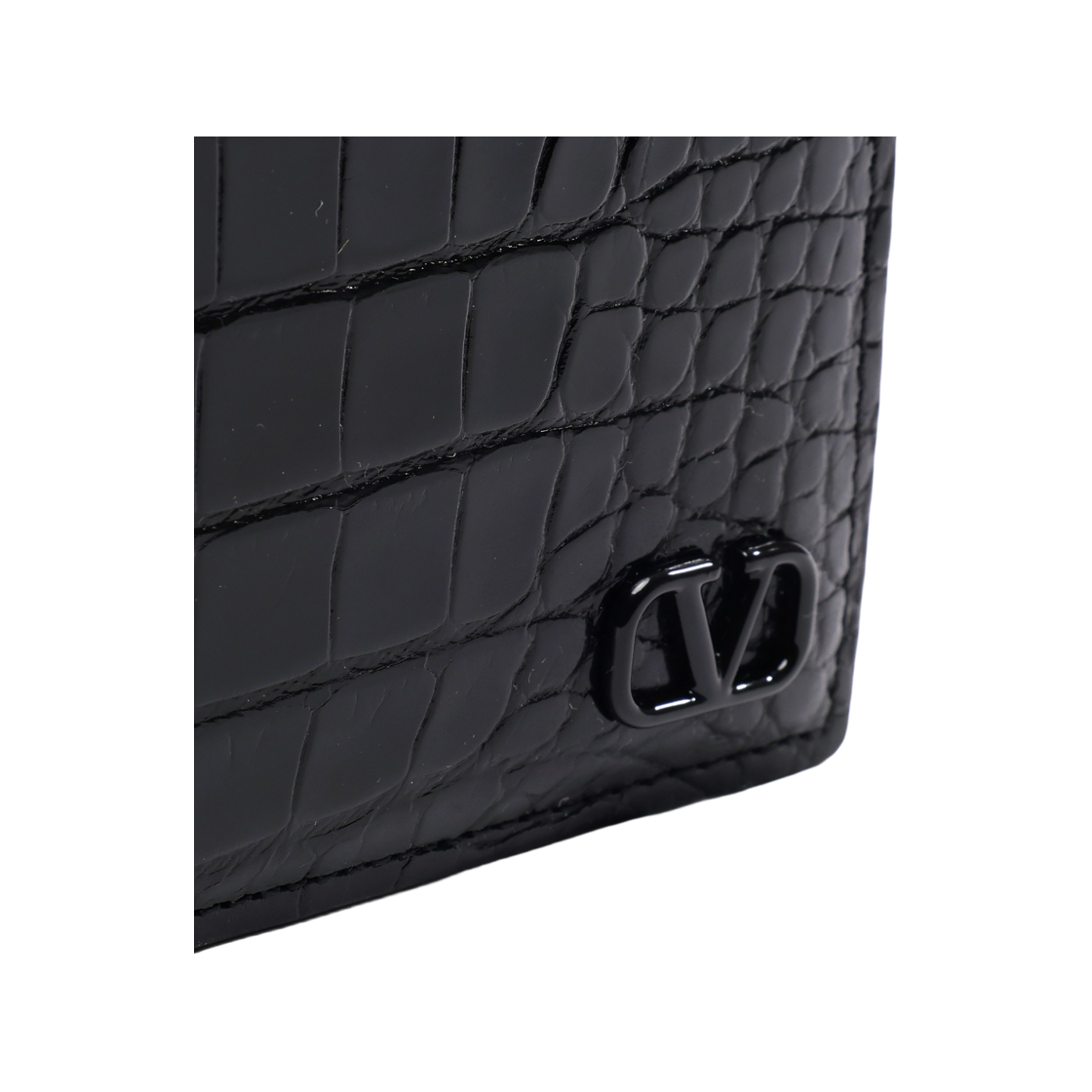 [25% 쿠폰] 발렌티노 브이로고 크로커다일 반지갑 블랙([25% 쿠폰] Valentino Vlogo Crocodile Bi-Fold Wallet Black) - 5
