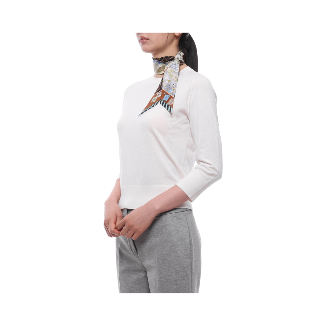 [25% 쿠폰] (W) 펜디 래피 실크 스카프 블루([25% 쿠폰] (W) Fendi Wrappy Silk Scarf Blue) - 4
