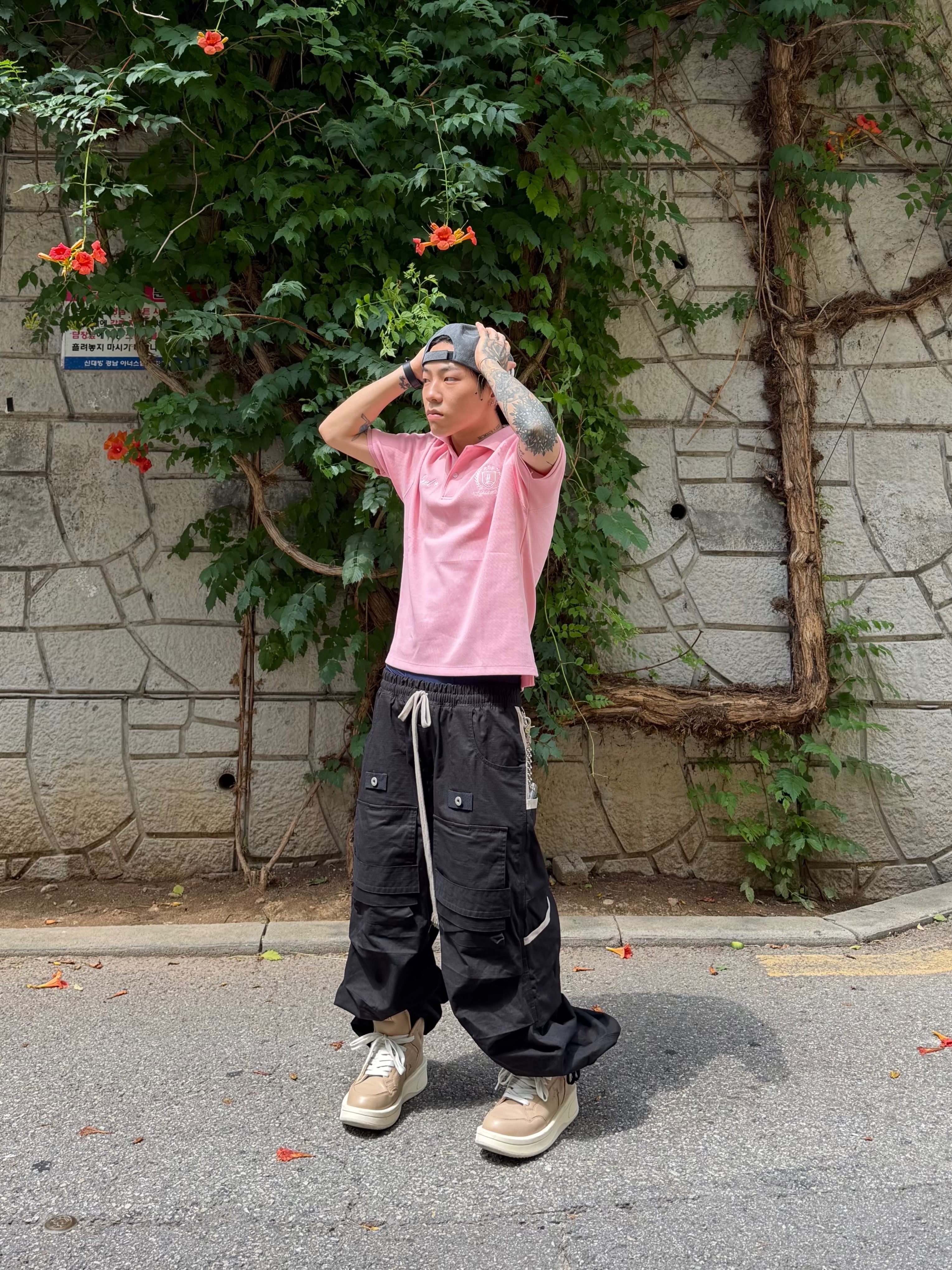 Wapworks Camp Supply Cargo Pants Black, I FEEL LUCKY Lucky Koin Polo Shirt Pink 착용 스타일 - 3