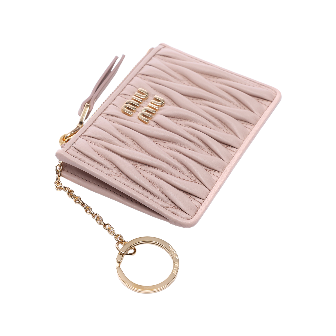 [25% 쿠폰] 미우 미우 마테라쎄 나파 레더 카드 홀더 파우더 핑크([25% 쿠폰] Miu Miu Matelasse Nappa Leather Card Holder Powder Pink) - 5