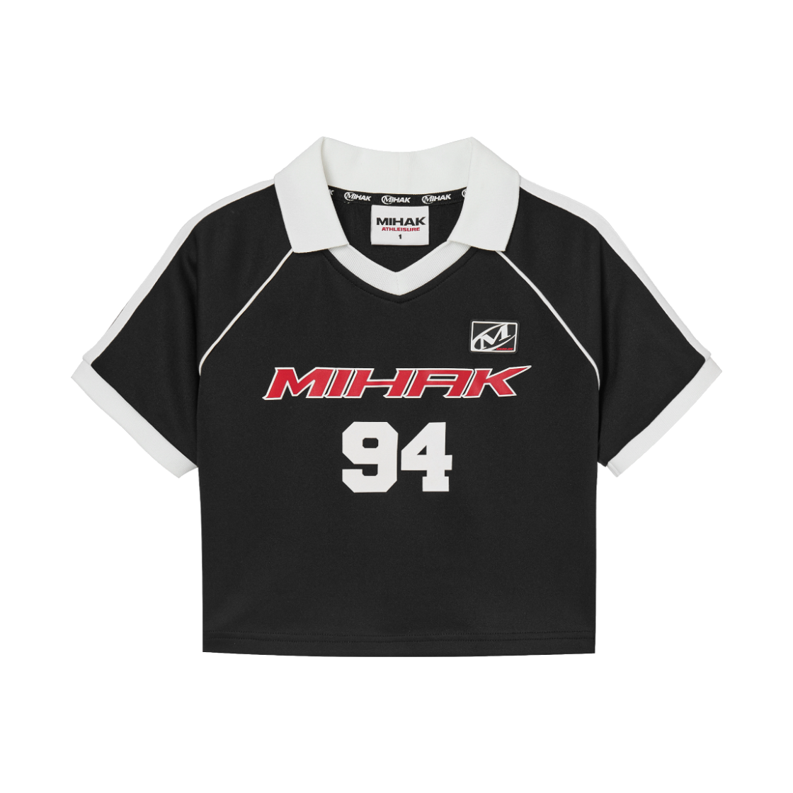 25SMWT-2205BK MIHAK 94 Football Crop Jersey T-shirt Black