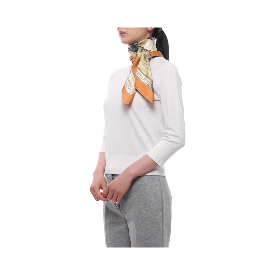 [25% 쿠폰] 버버리 워드롭 실크 스카프 펌킨 오렌지([25% 쿠폰] Burberry Wardrobe Silk Scarf Pumpkin Orange) - 4