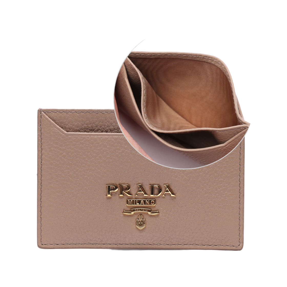 [25% 쿠폰] 프라다 비텔로 무브 그레인 레더 카드 홀더 카메오 베이지([25% 쿠폰] Prada Vitello Move Grain Leather Card Holder Cameo Beige) - 2