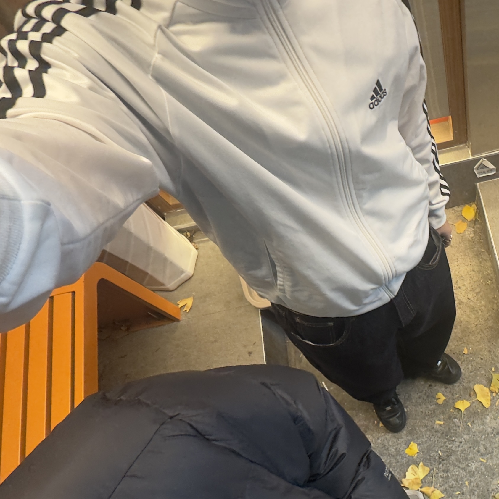 Adidas 3S Regular Fit Double Knit Track Top White - KR Sizing 착용 스타일