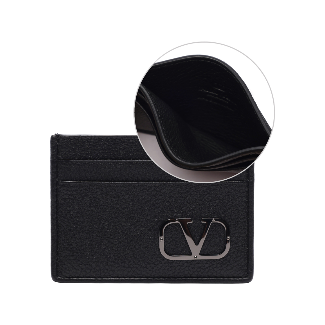 [25% 쿠폰] 발렌티노 브이로고 타입 그레이니 카프스킨 카드 홀더 블랙([25% 쿠폰] Valentino Vlogo Type Card Holder in Grainy Calfskin Black) - 2