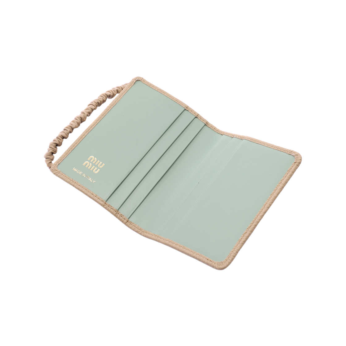 [25% 쿠폰] 미우 미우 로고 플라크 마테라쎄 이펙트 월렛 베이지 민트([25% 쿠폰] Miu Miu Logo Plaque Matelasse Effect Wallet Beige Mint) - 6