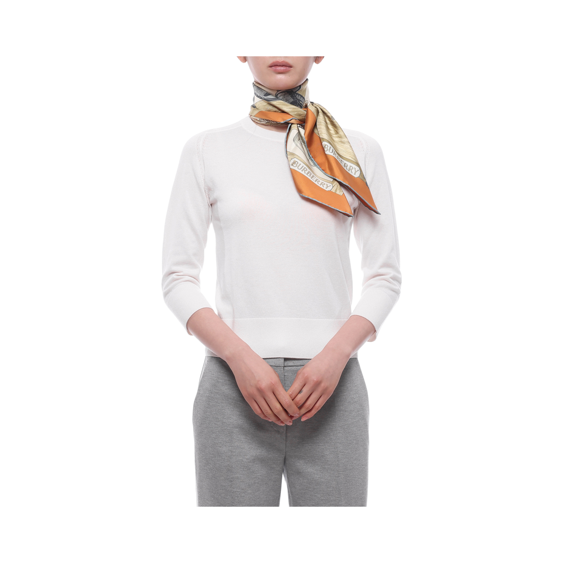 [25% 쿠폰] 버버리 워드롭 실크 스카프 펌킨 오렌지([25% 쿠폰] Burberry Wardrobe Silk Scarf Pumpkin Orange) - 3