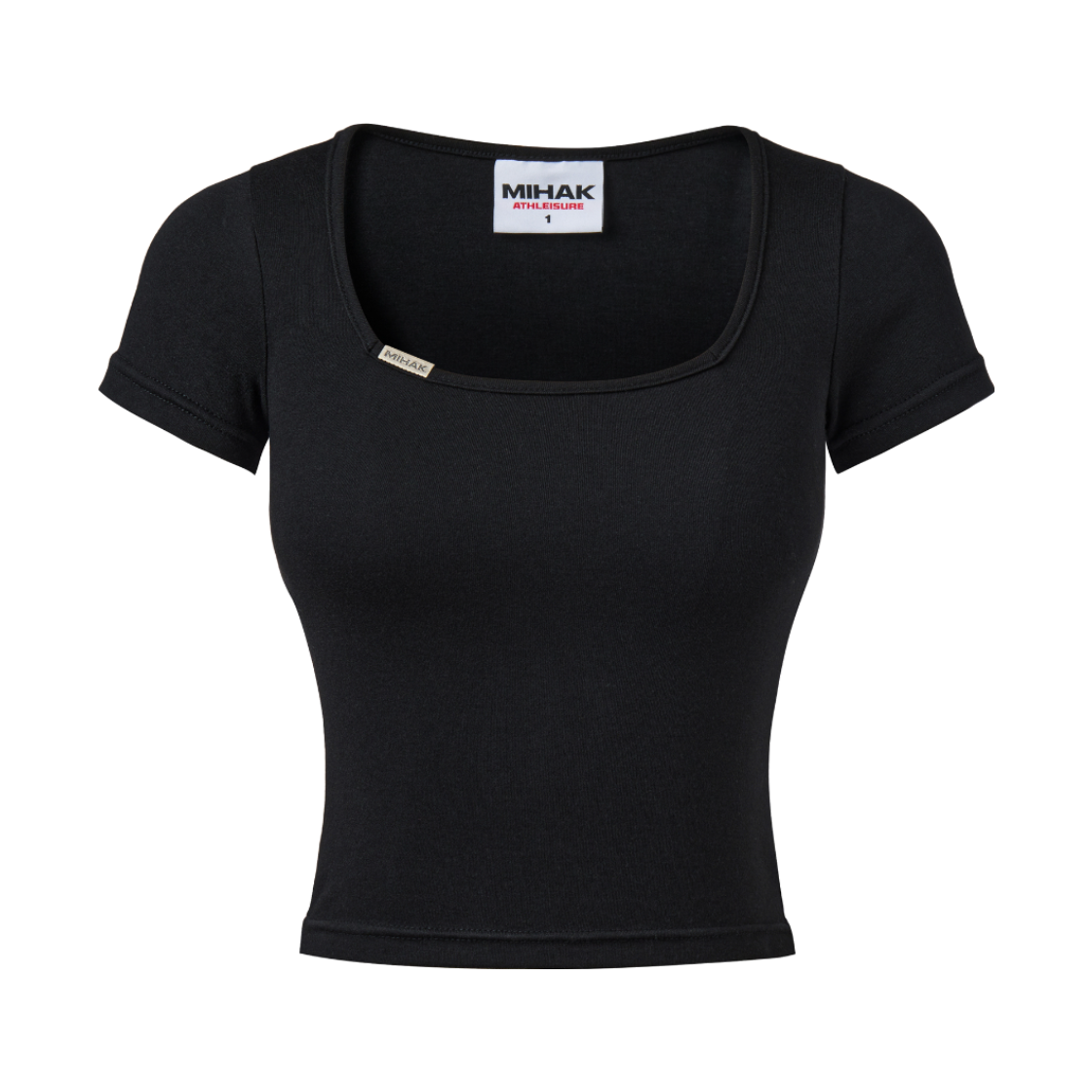 25FMWT-2200BK MIHAK Metal Clip Square Neck Crop T-shirt Black