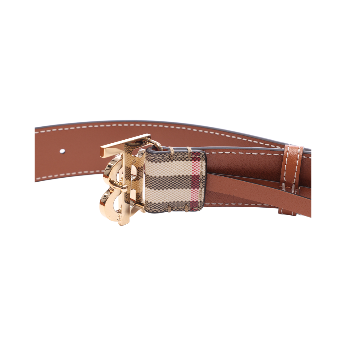 [25% 쿠폰] 버버리 빈티지 체크 캔버스 벨트 아카이브 베이지 라이트 골드([25% 쿠폰] Burberry Vintage Check Canvas Belt Archive Beige Light Gold) - 5