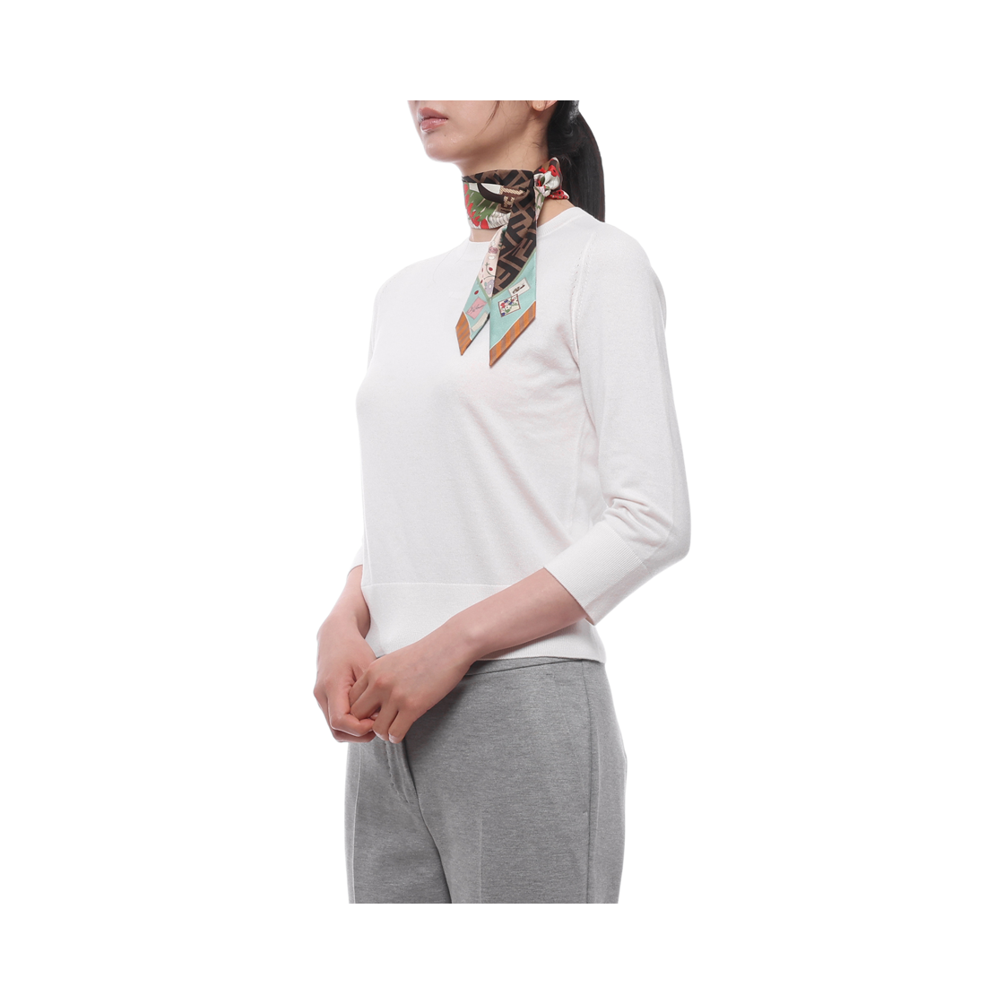 [25% 쿠폰] (W) 펜디 래피 실크 스카프 그린([25% 쿠폰] (W) Fendi Wrappy Silk Scarf Green) - 4