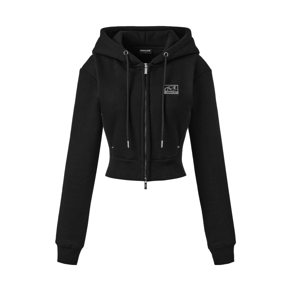 25FMWHZ-2900BK MIHAK Metal Plate Fleece Crop Hoodie Zip-up Black