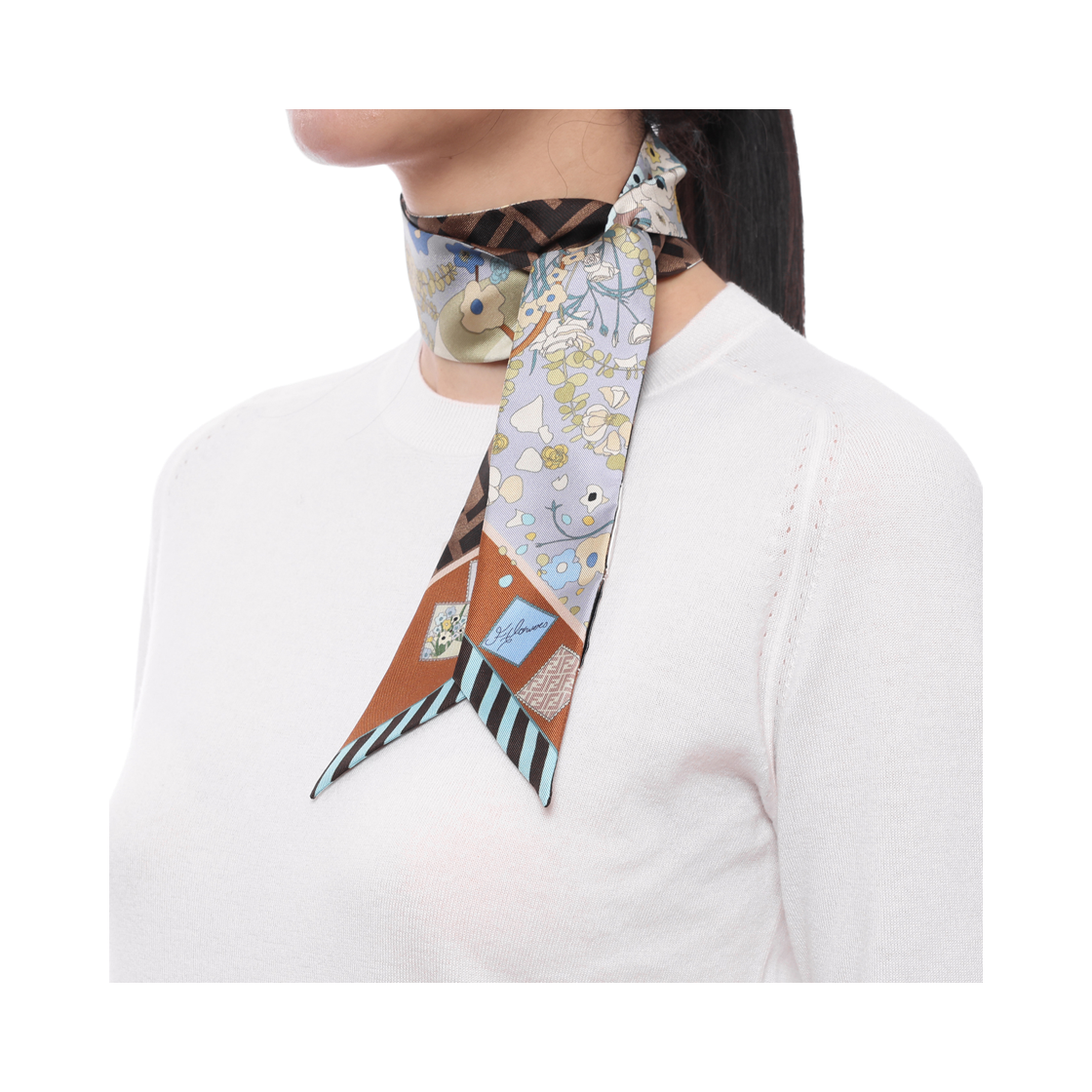 [25% 쿠폰] (W) 펜디 래피 실크 스카프 블루([25% 쿠폰] (W) Fendi Wrappy Silk Scarf Blue) - 6