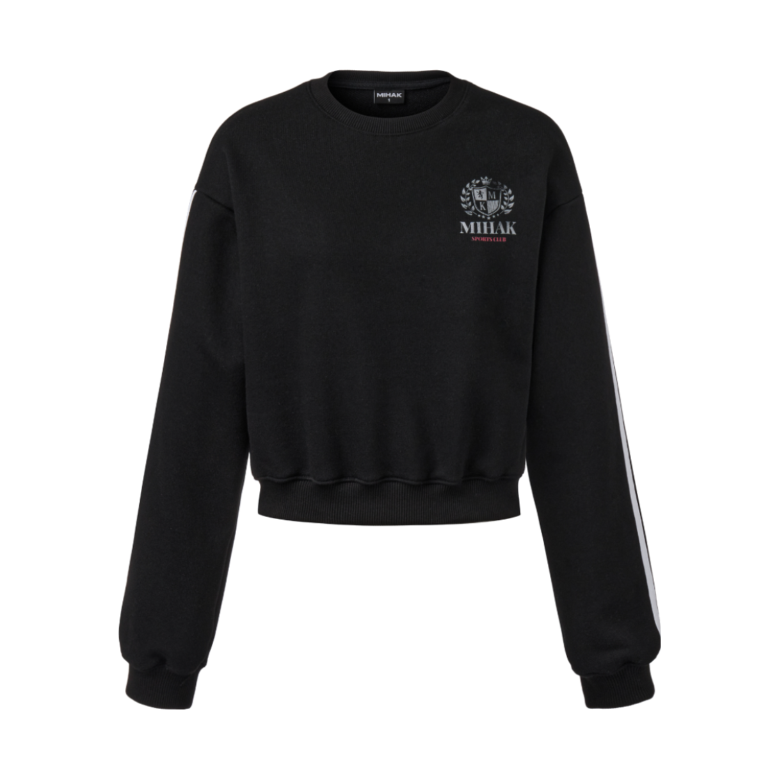 26SMWMT-2700BK MIHAK Ivy League Track Line Crop Sweatshirt Black