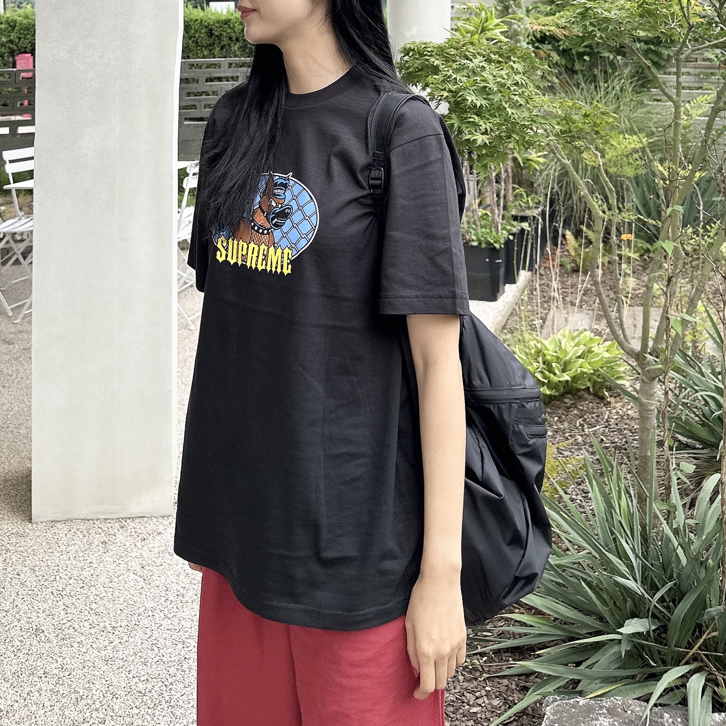 Arc'teryx Heliad 15 Backpack Black, Supreme Leash T-Shirt Black - 26SS 착용 스타일