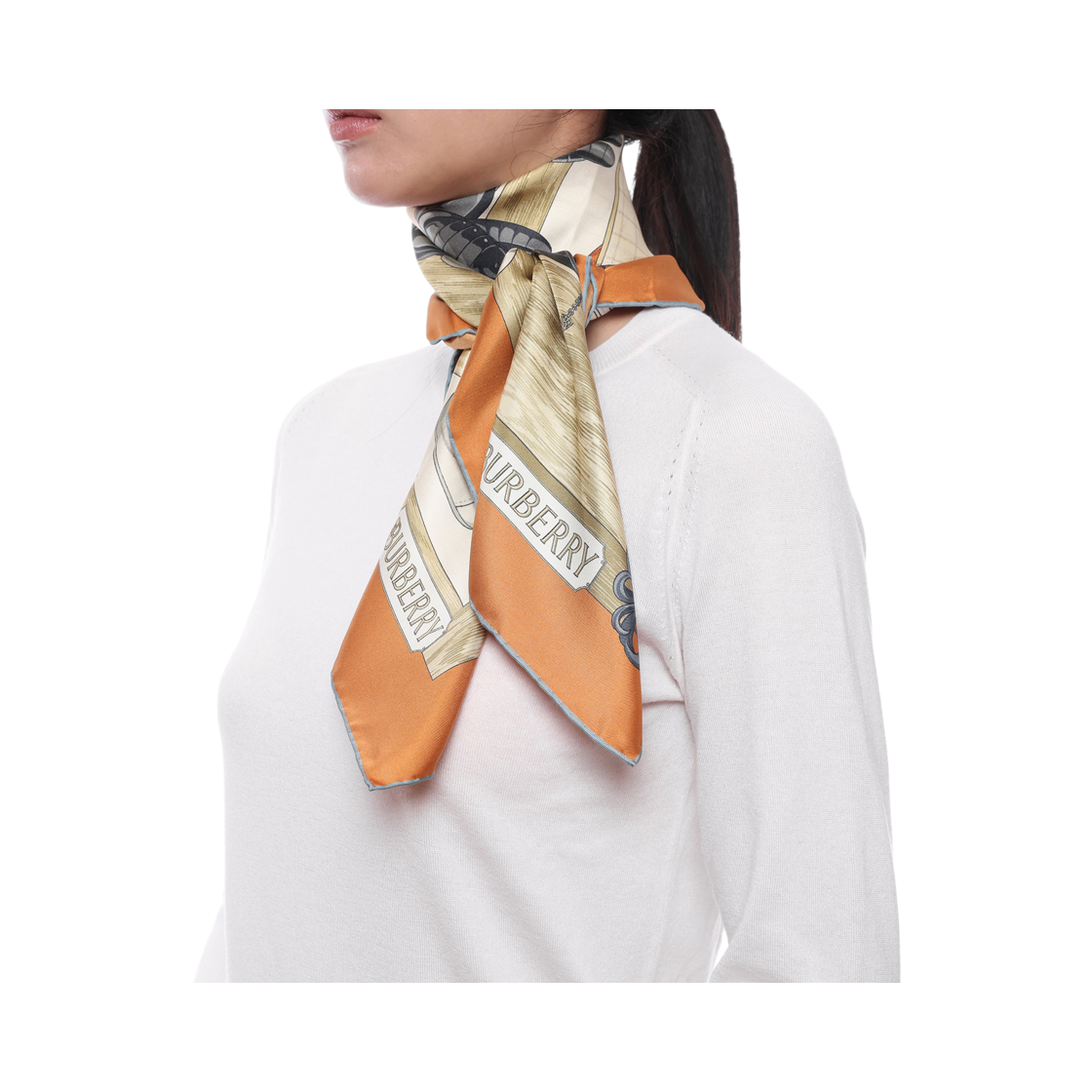[25% 쿠폰] 버버리 워드롭 실크 스카프 펌킨 오렌지([25% 쿠폰] Burberry Wardrobe Silk Scarf Pumpkin Orange) - 6