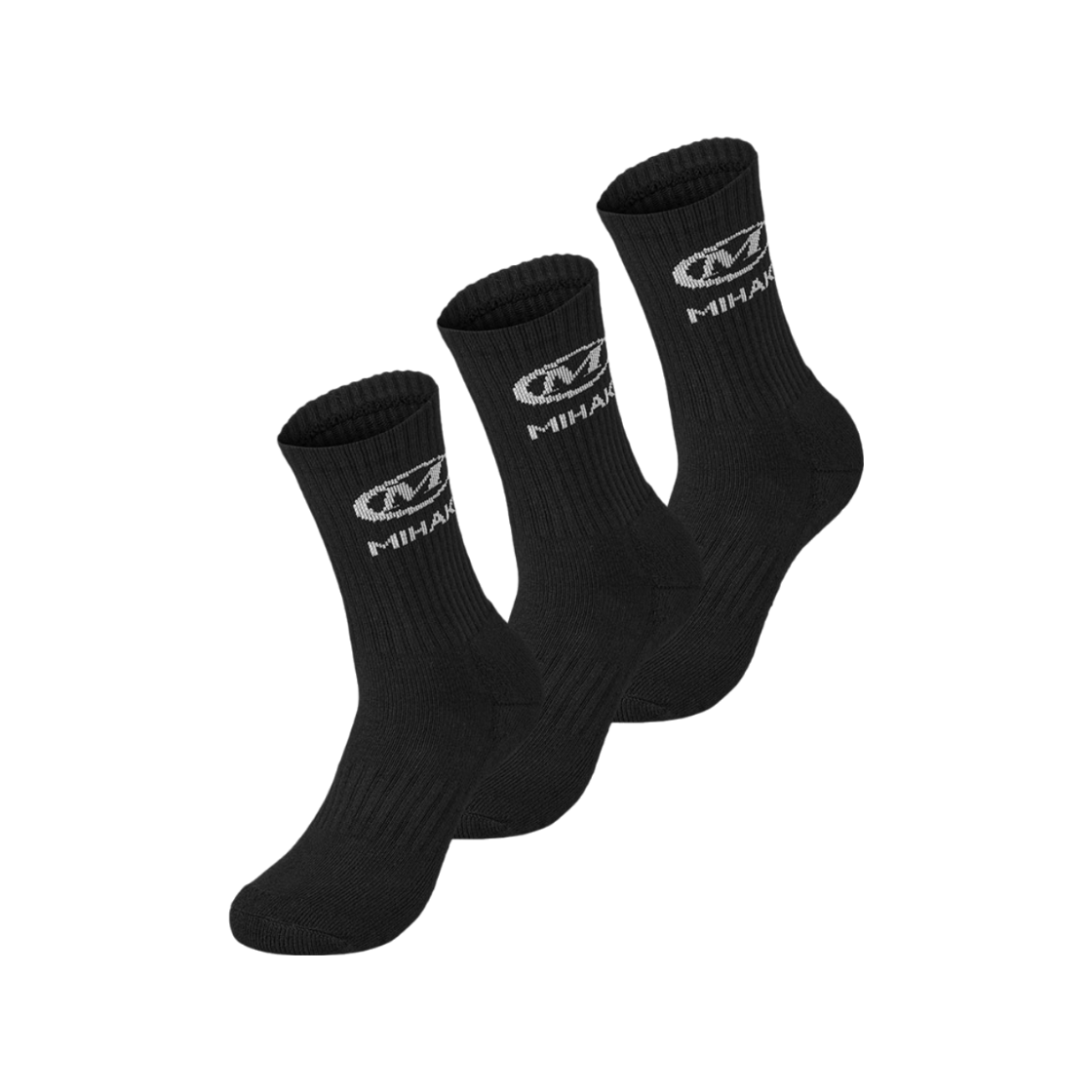 25FMSC-0102BK MIHAK 3Pack Main Logo Socks Black