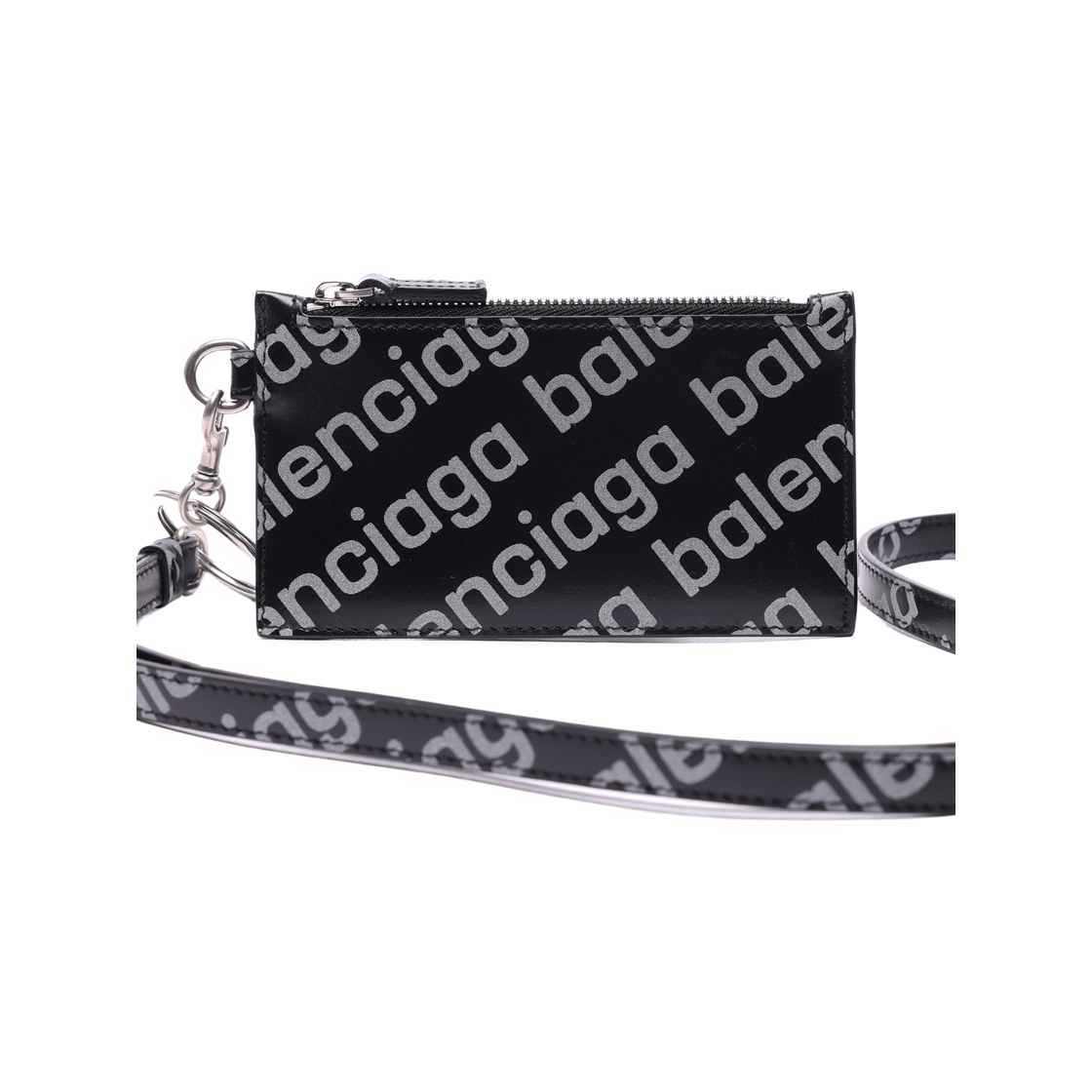 594548_23V73_1090_22S [25% 쿠폰] Balenciaga Reflective Allover Logo Printed Cash Keyring Card Case Black