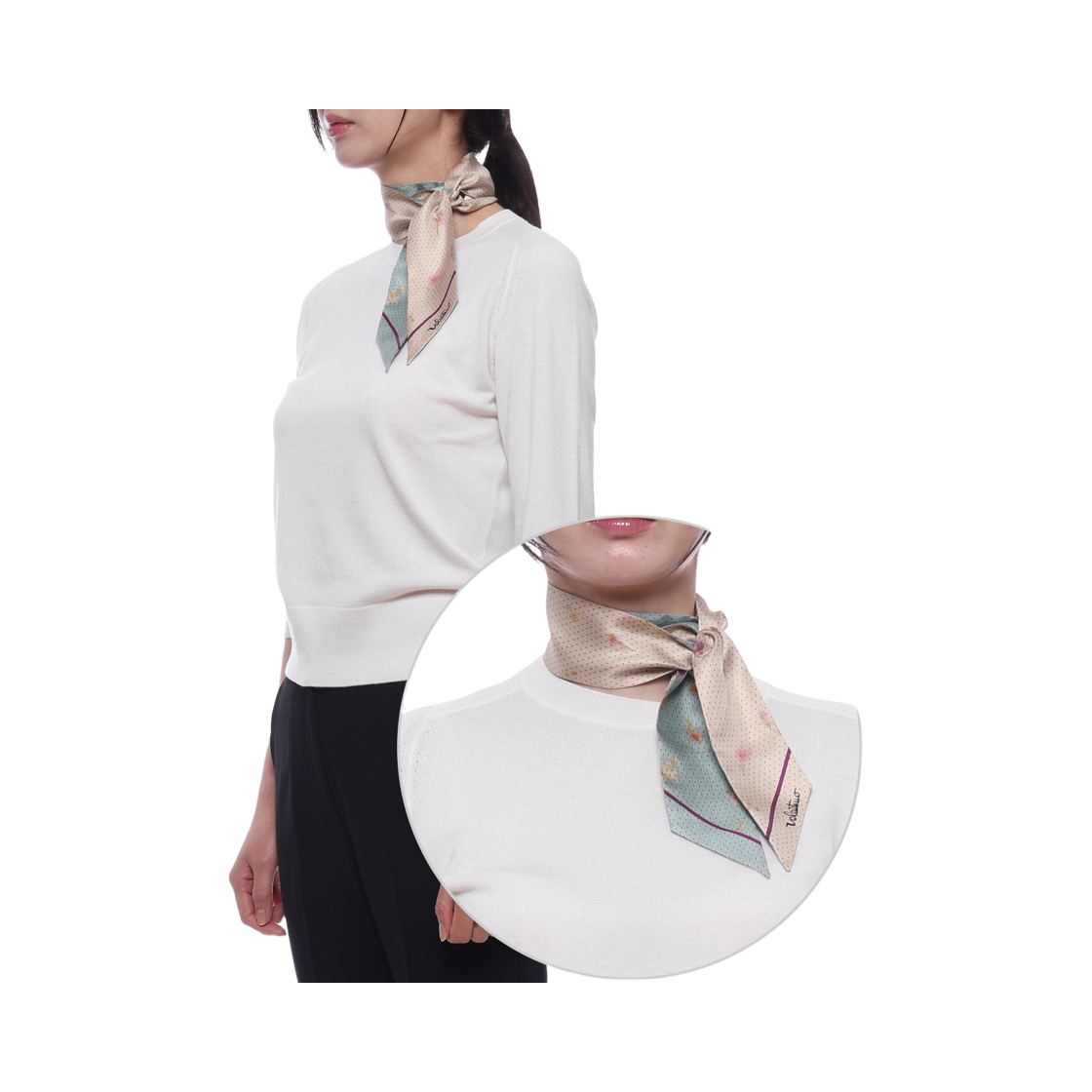 [25% 쿠폰] (W) 발렌티노 실크 스카프 화이트([25% 쿠폰] (W) Valentino Silk Scarf White) - 2