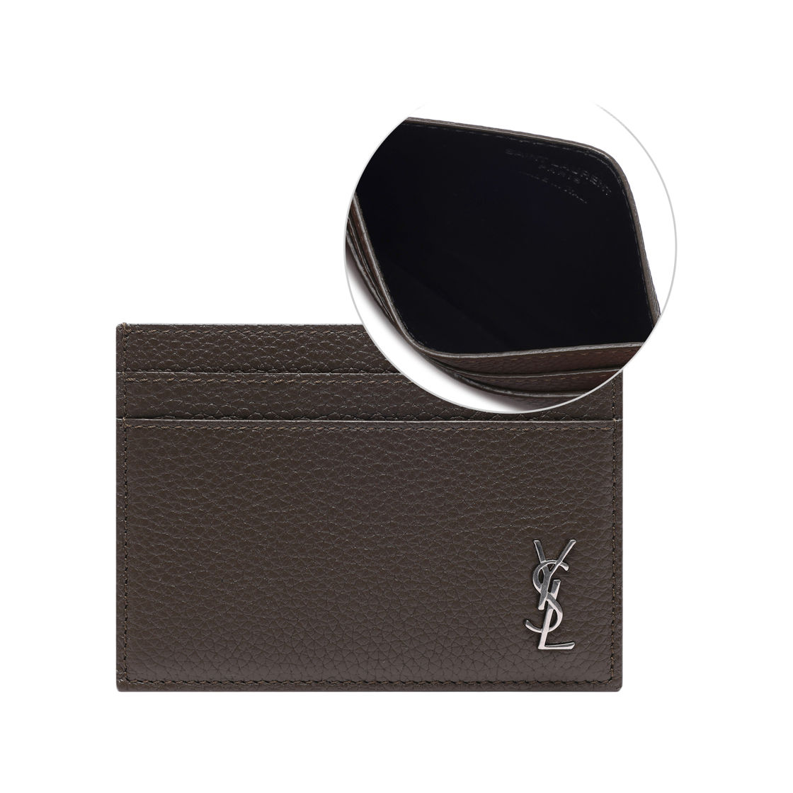 [25% 쿠폰] 생로랑 타이니 카산드라 카드 케이스 그레인 레더 다크 카키([25% 쿠폰] Saint Laurent Tiny Cassandre Card Case in Grained Leather Dark Khaki) - 2