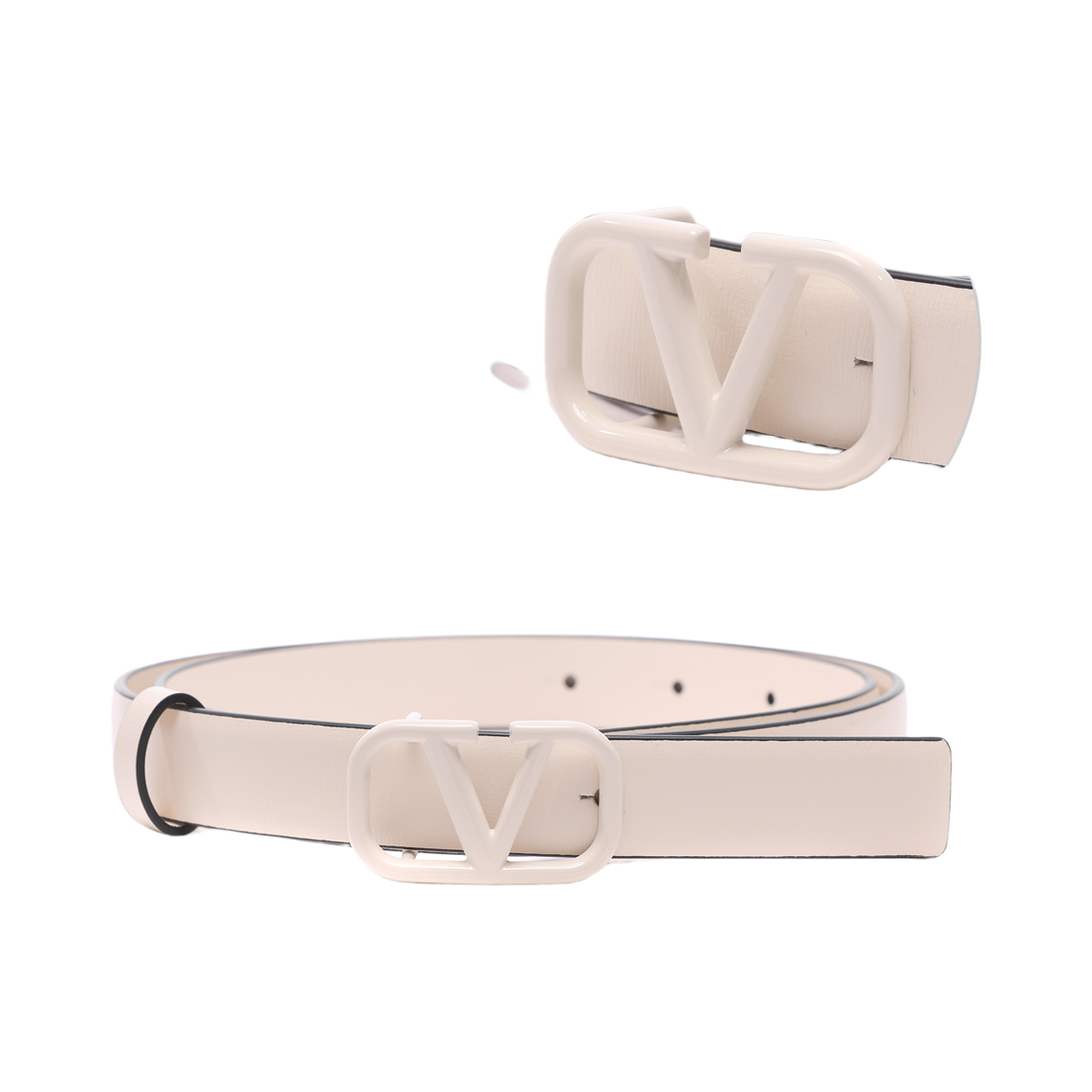 [25% 쿠폰] (W) 발렌티노 브이로고 시그니쳐 벨트 라이트 아이보리([25% 쿠폰] (W) Valentino Vlogo Signature Belt Light Ivory) - 2