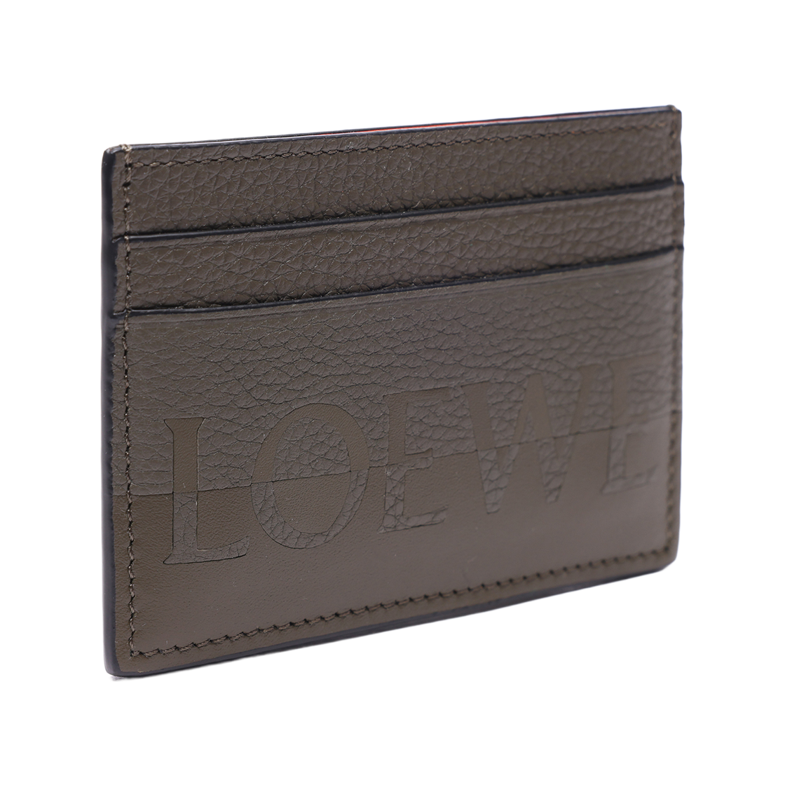 [25% 쿠폰] 로에베 시그니쳐 플레인 카프스킨 카드 홀더 카키 그린 오렌지([25% 쿠폰] Loewe Signature Plain Card Holder in Calfskin Khaki Green Orange) - 3